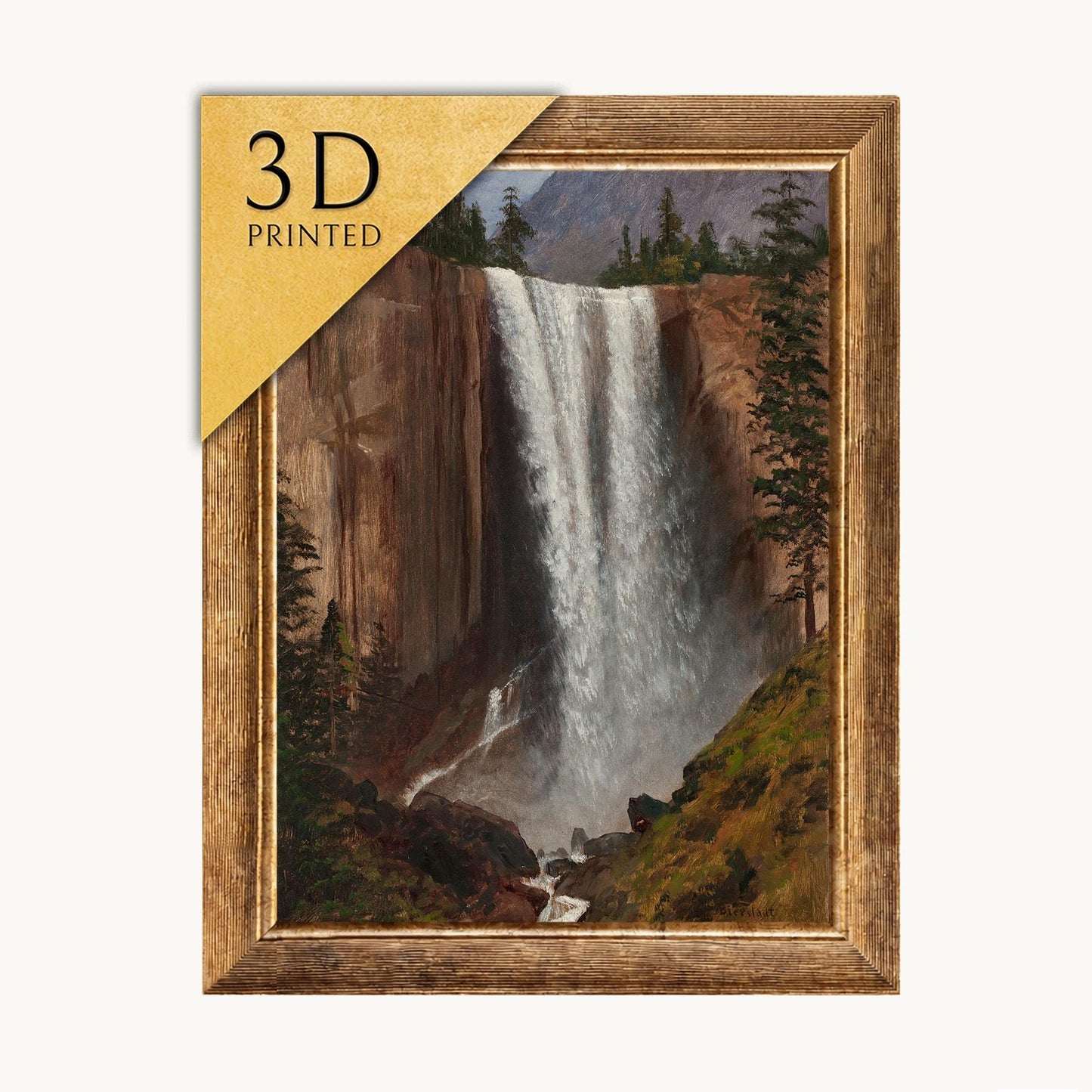 Vernal Fall by Albert Bierstadt: 3D Textured Print