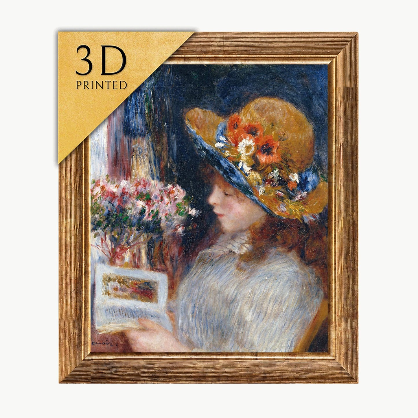 Renoir 'Reading Girl' 3D Printed Textured Oil Painting Reproduction