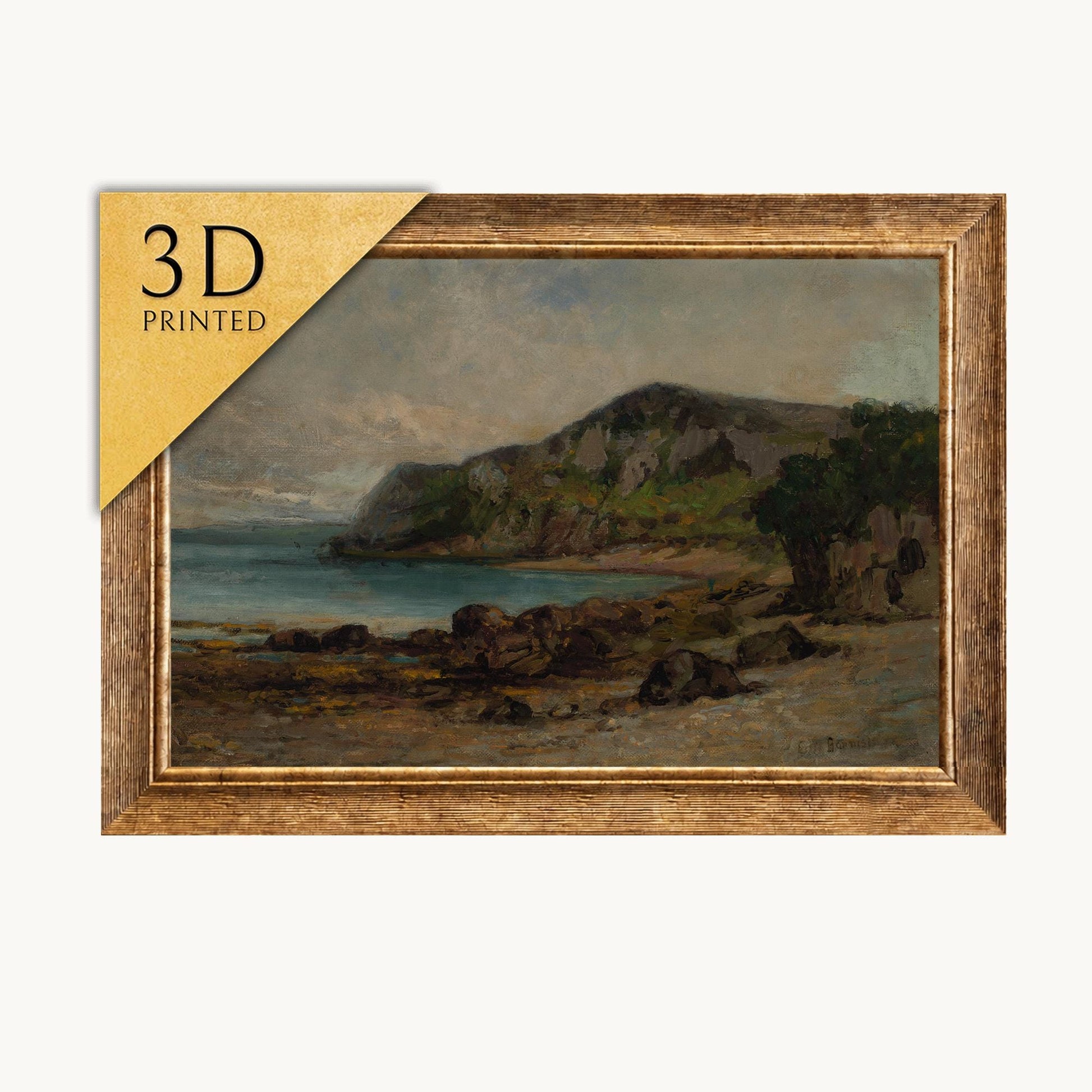 Edward Bannister Painting: Rocks at Newport, 3D Printed Texture