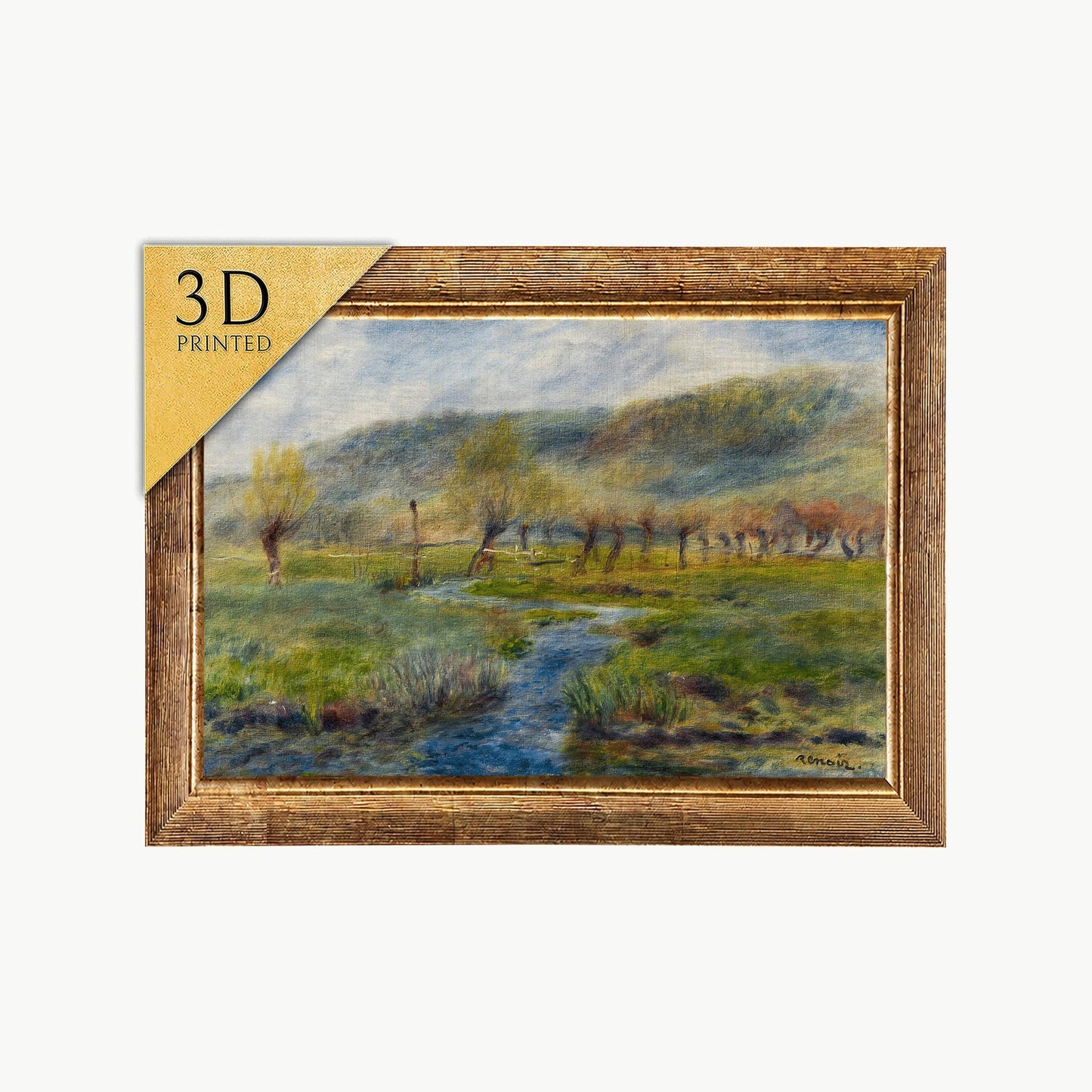 Renoir 'La Prairie' 3D Print: Textured Brushstrokes Art