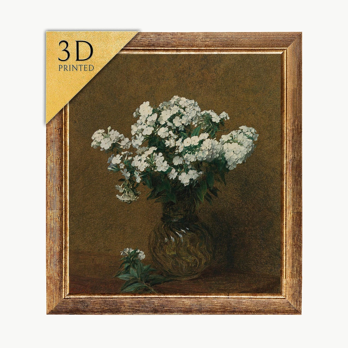 Henri Fantin-Latour: White Phlox in Vase, 3D Textured Print