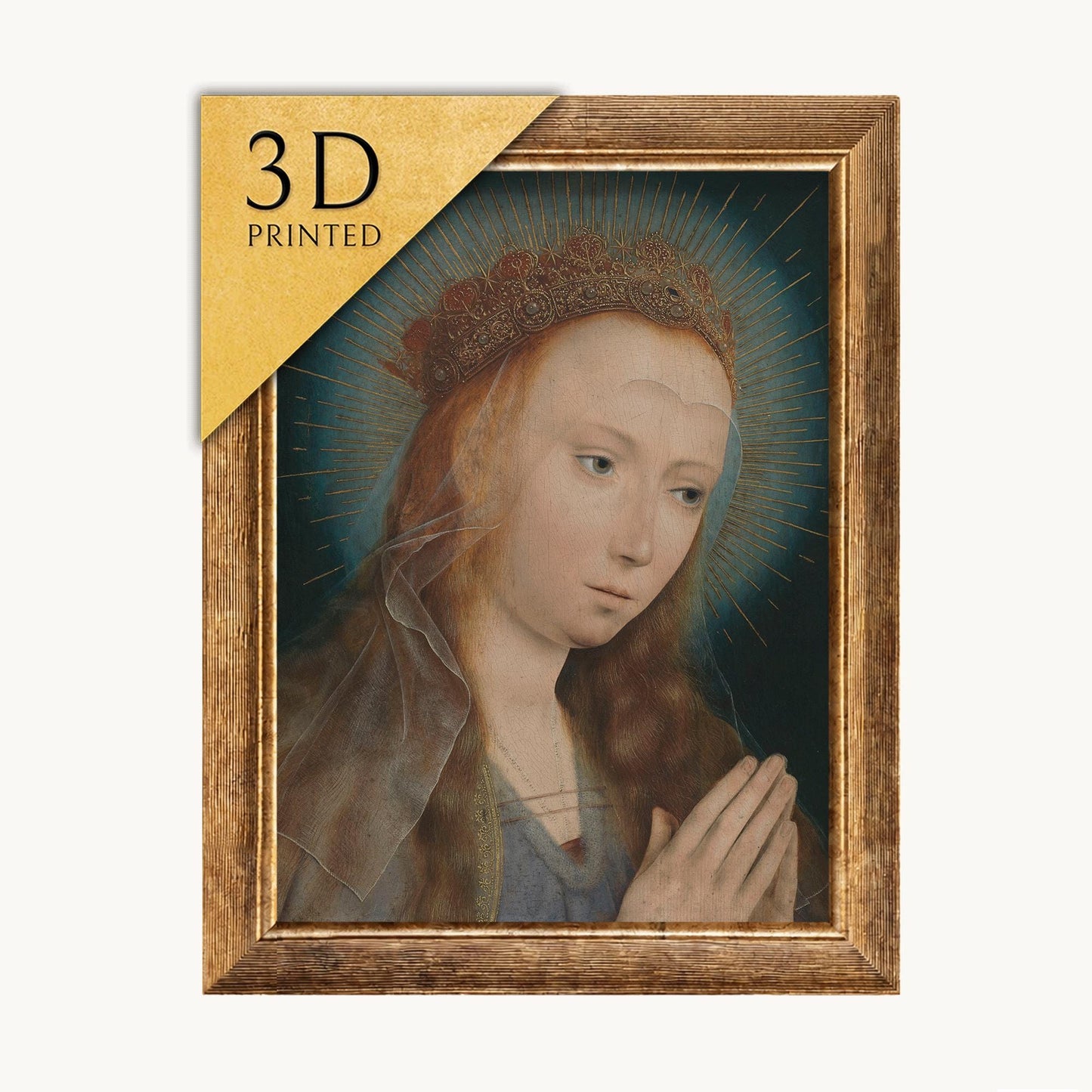 Virgin at Prayer 3D Print: Quentin Massys, Textured Art Reproduction