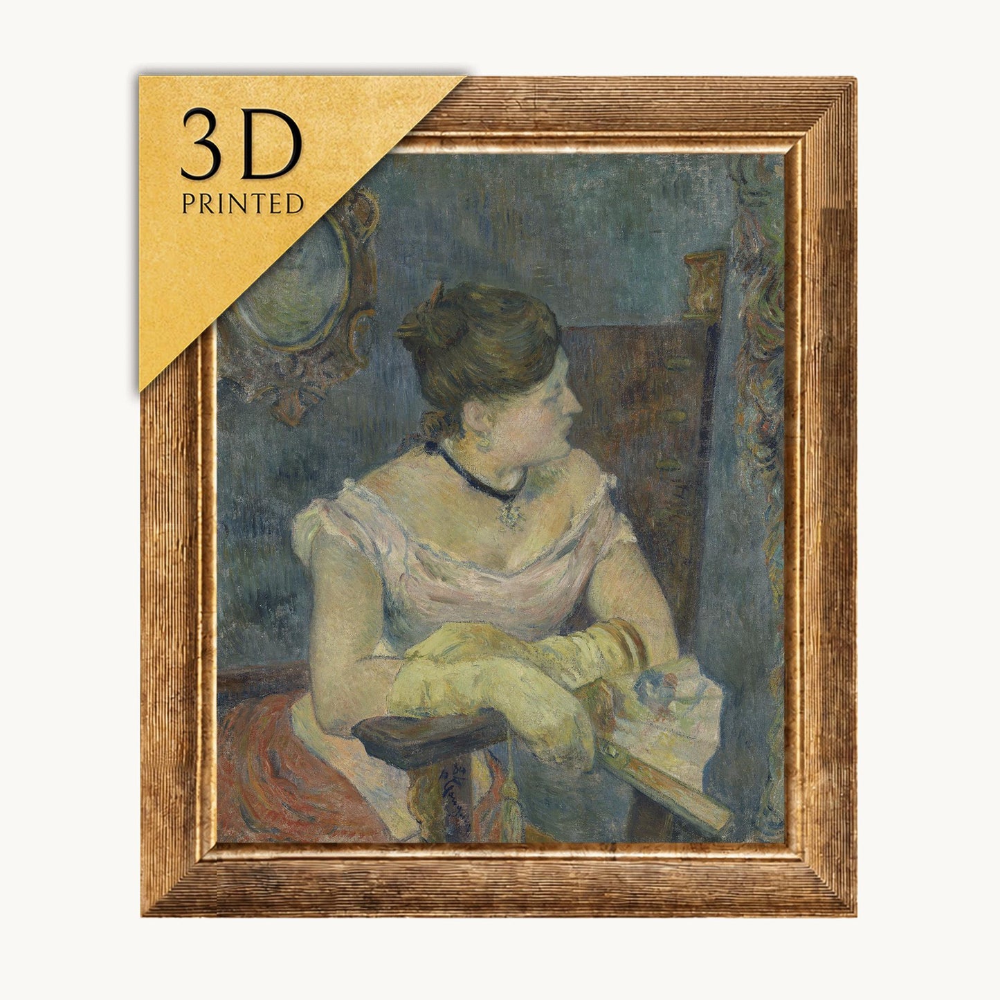 Madame Mette Gauguin 3D Print: Textured Oil Painting Reproduction