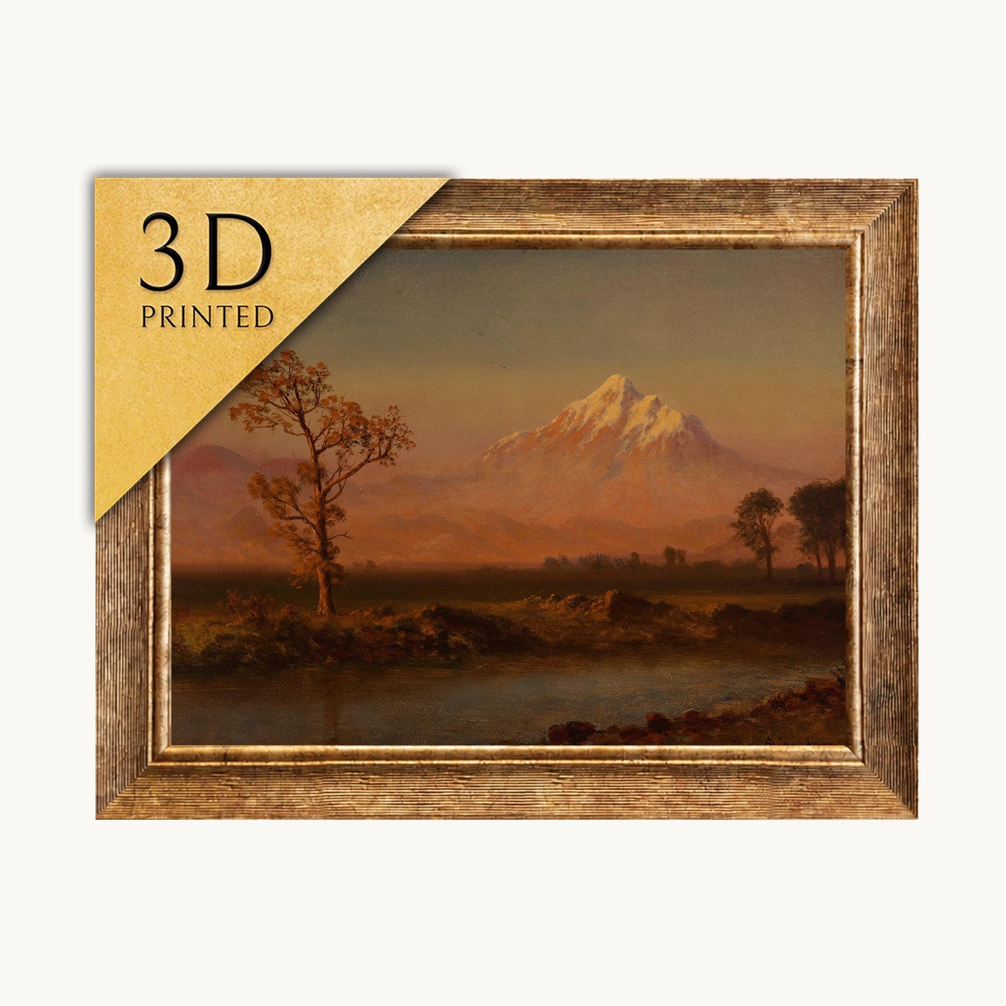 Albert Bierstadt Mount Hood 3D Print: Textured Oil Painting Reproduction