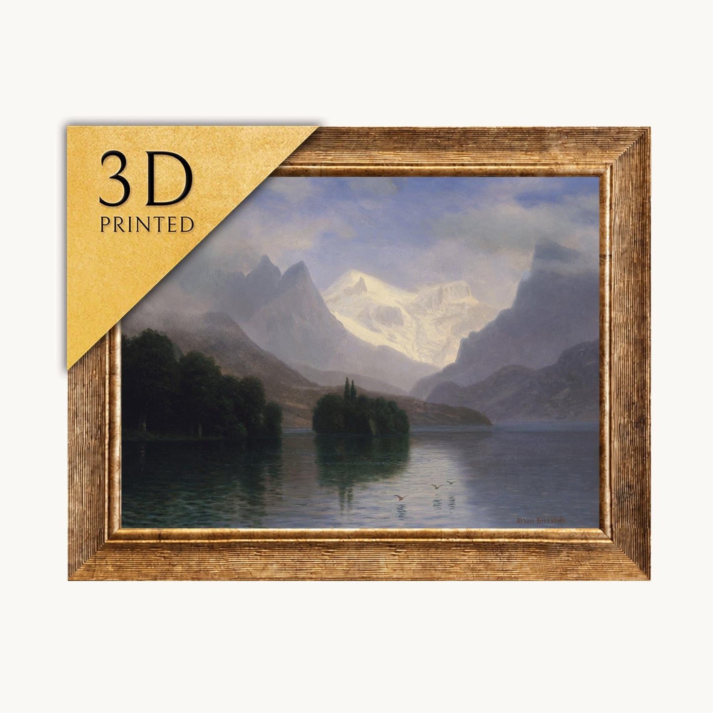 Albert Bierstadt Mountain Scene: 3D Textured Print