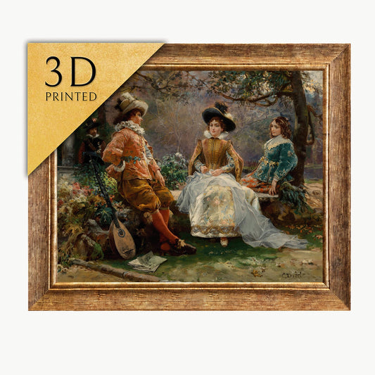 Cesare Auguste Detti - Music in the Garden - 3D Printed Textured Oil Painting