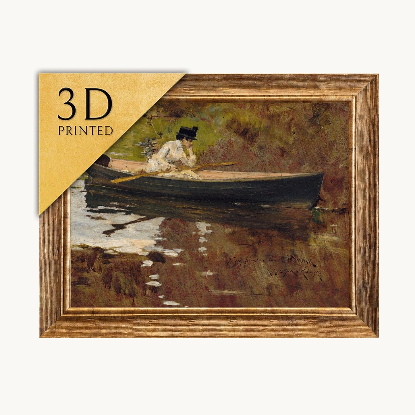 William Merritt Chase Print: Mrs. Chase in Prospect Park, 3D Textured Art