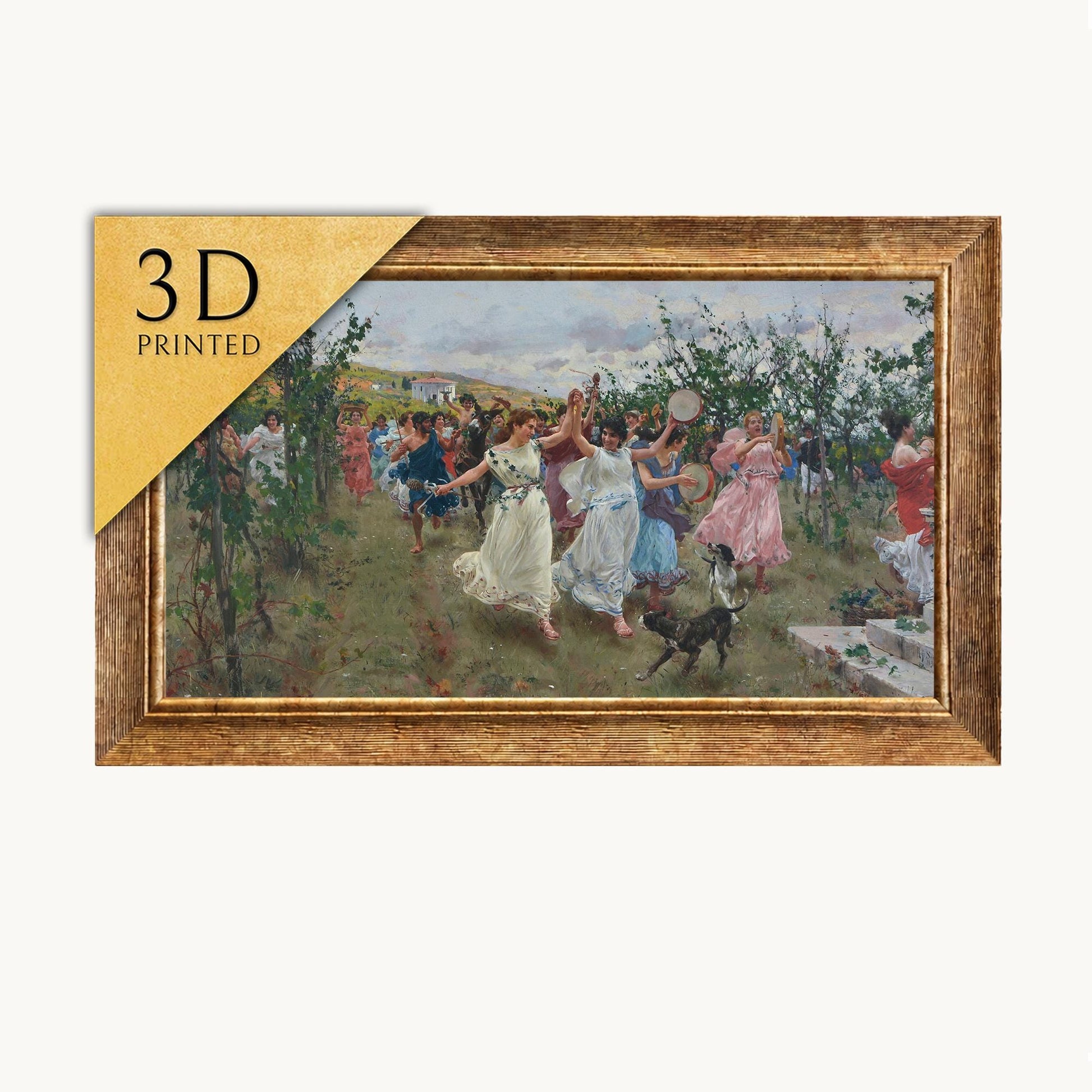 Bacchanal 3D Print by Raffaello Sorbii: Textured Oil Painting Reproduction