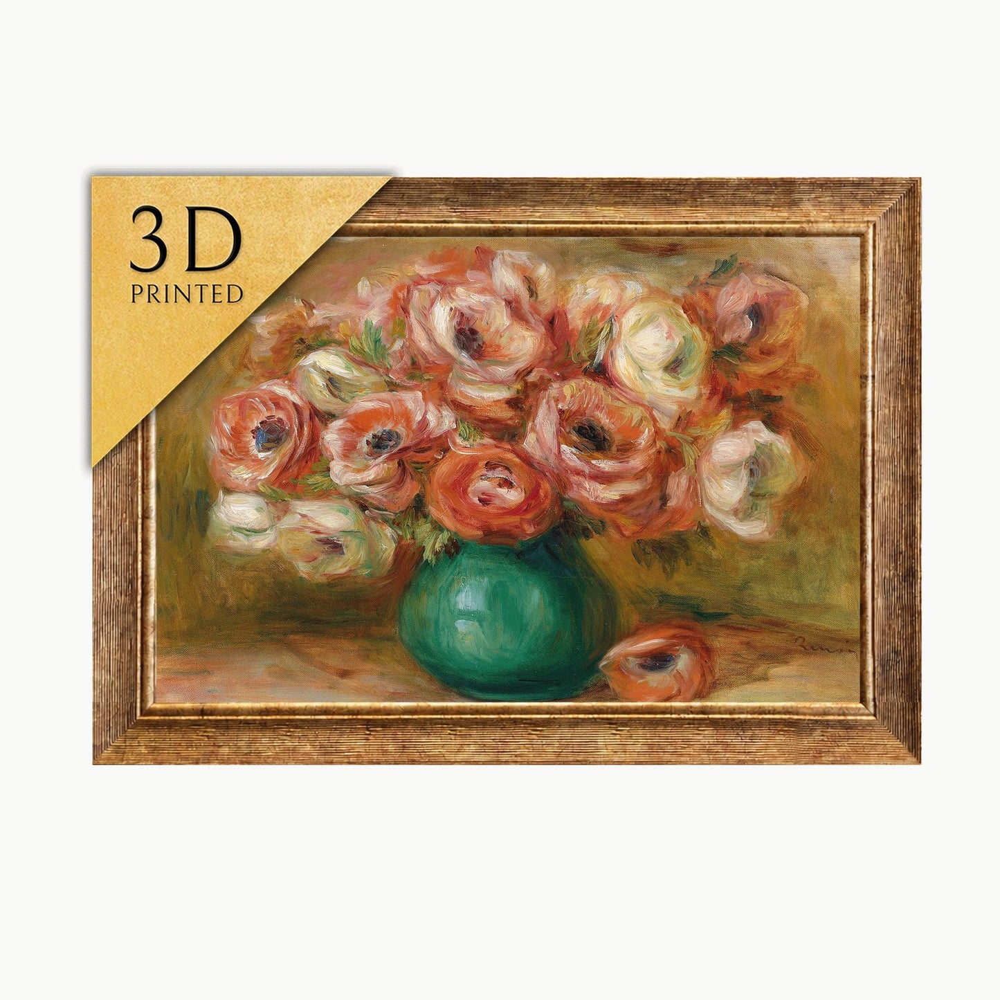 Renoir Anemones 3D Print: Textured Floral Still Life