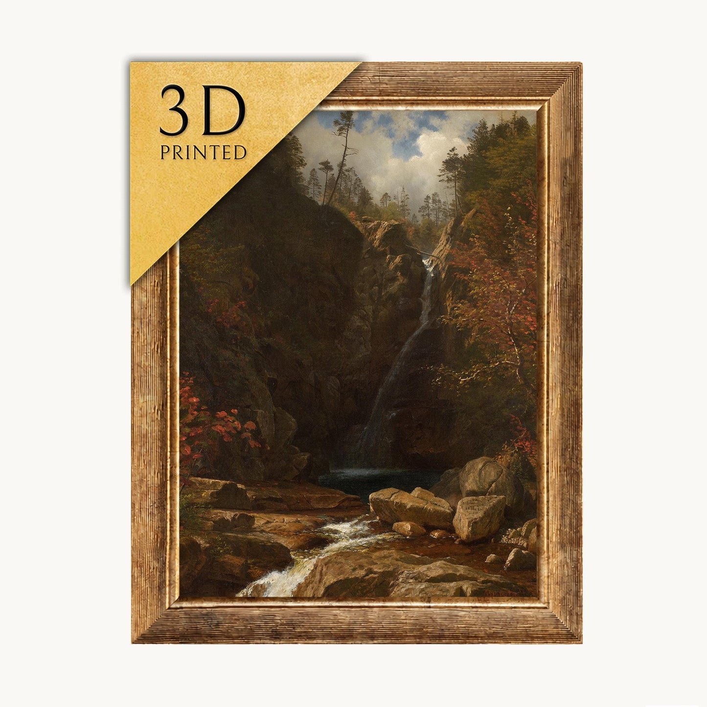 Glen Ellis Falls by Albert Bierstadt: 3D Textured Print