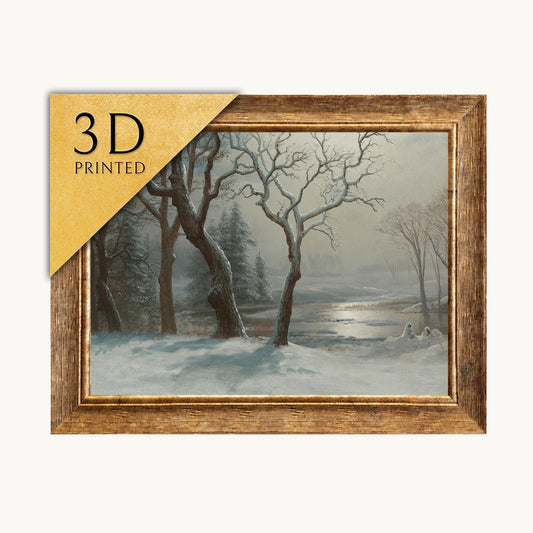 Winter Yosemite Print by Bierstadt: 3D Textured Oil Painting Reproduction