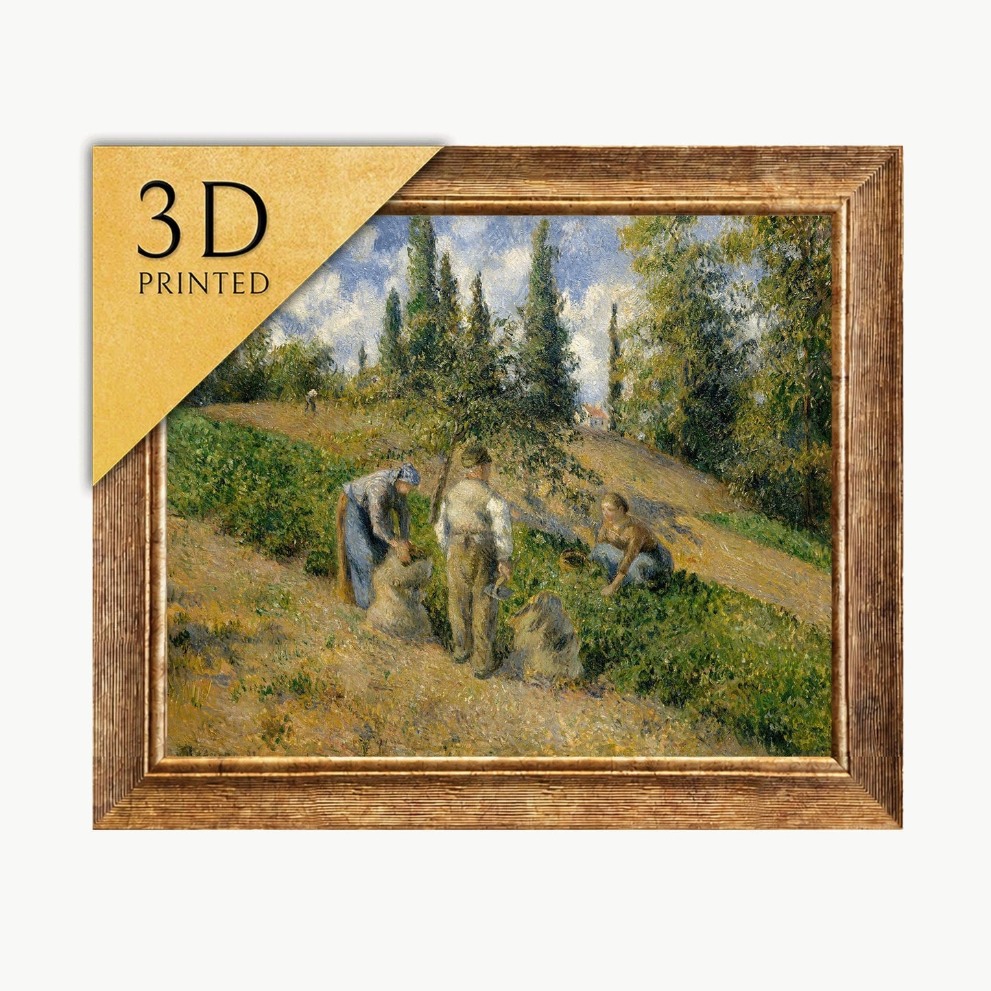Camille Pissarro Print: The Harvest, Pontoise - 3D Textured Art
