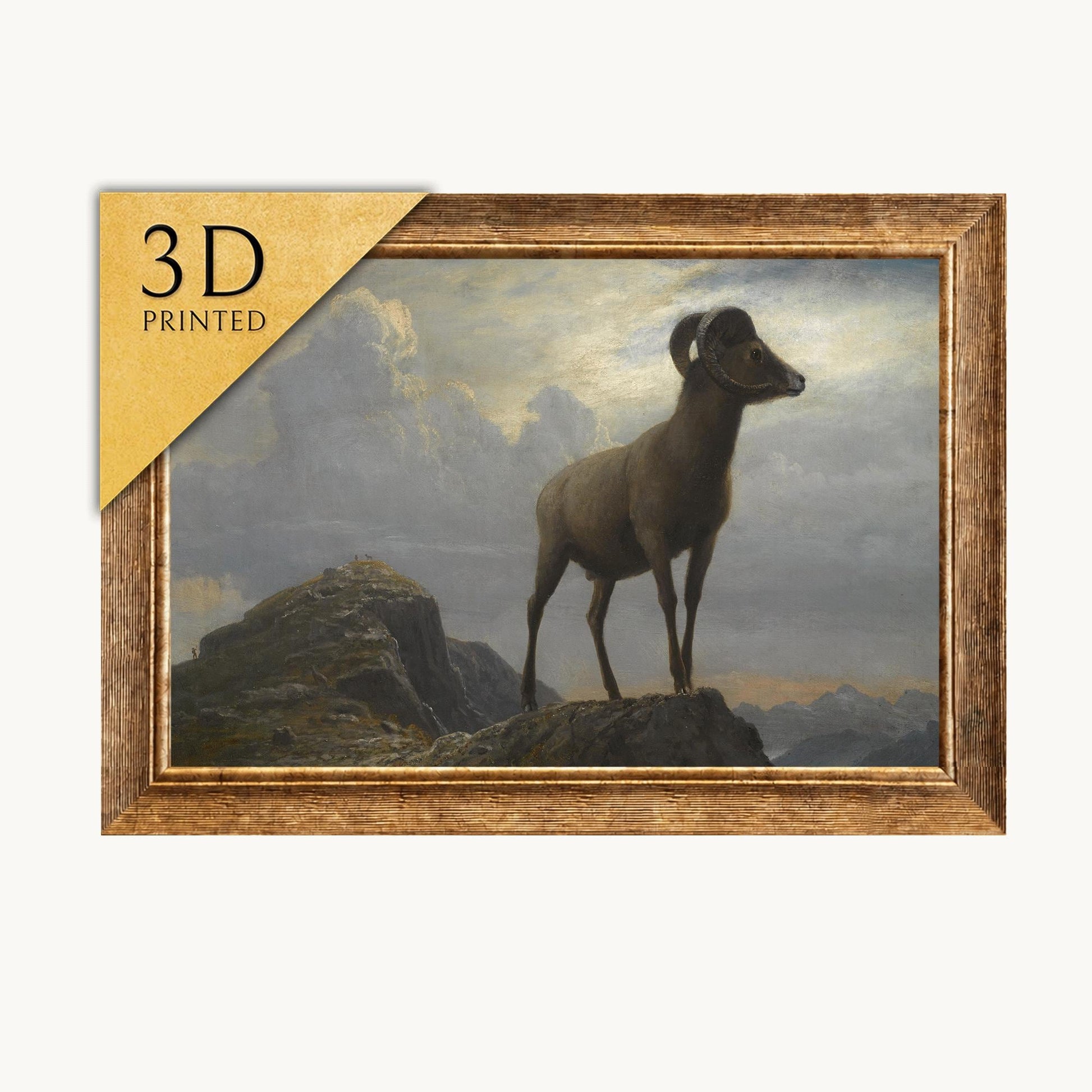 Albert Bierstadt Bighorn Ram 3D Print: Textured Oil Painting Replica
