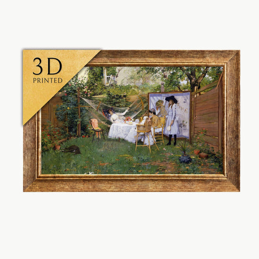 William Merritt Chase Print: Open Air Breakfast, 3D Textured Art