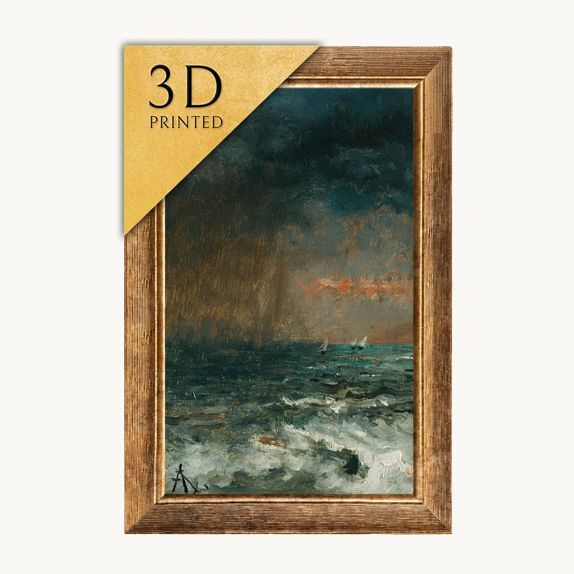 Alfred Stevens 'Storm At Sea' 3D Printed Painting: Textured Brushstrokes
