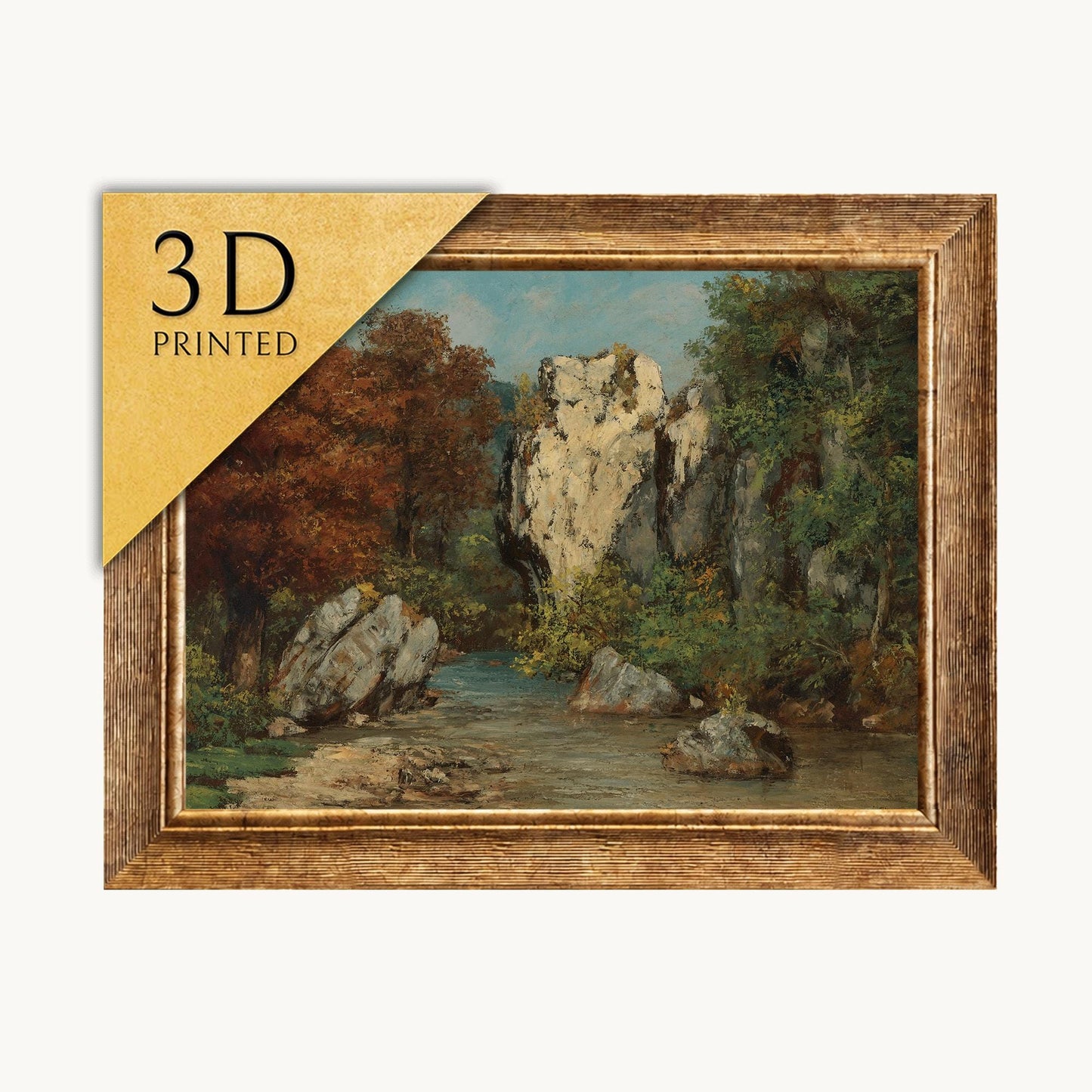 Gustave Courbet Landscape 3D Print: Textured Oil Painting Reproduction
