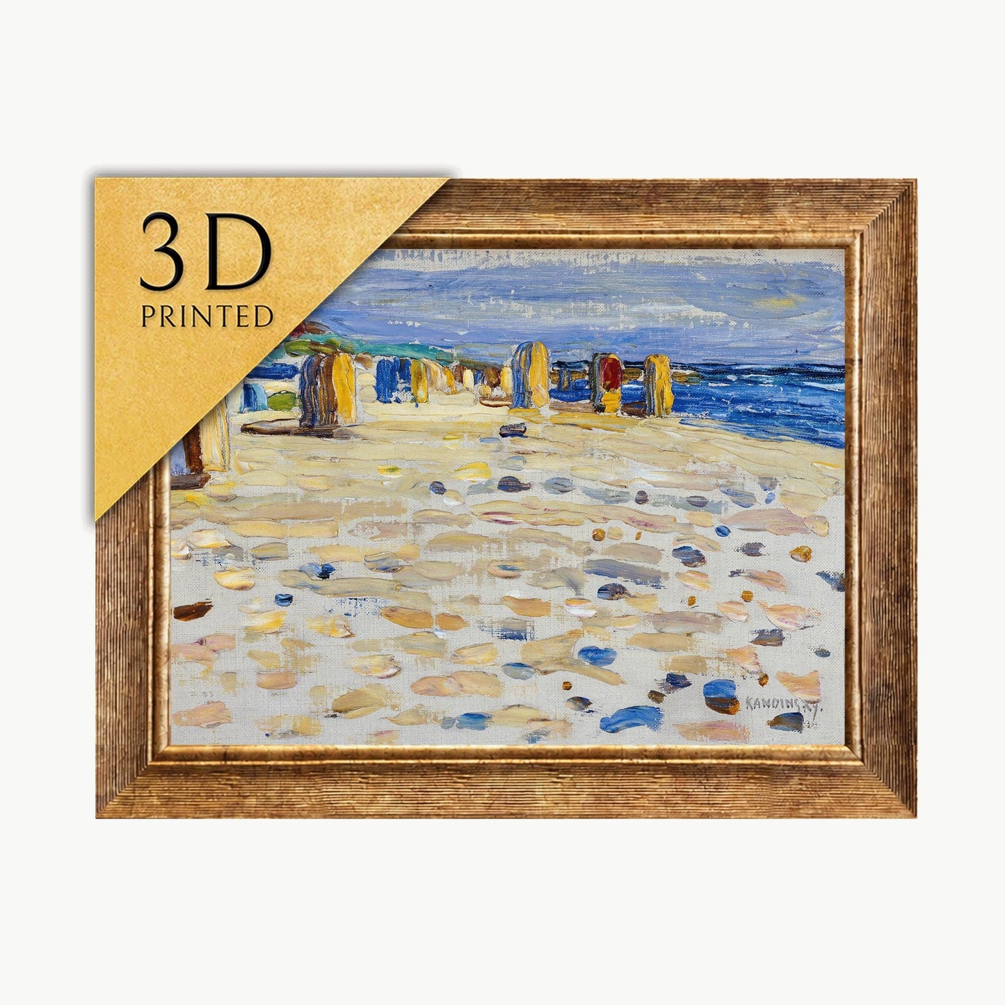 Kandinsky Holland Strandkörbe 3D Print: Textured Beach Scene Art