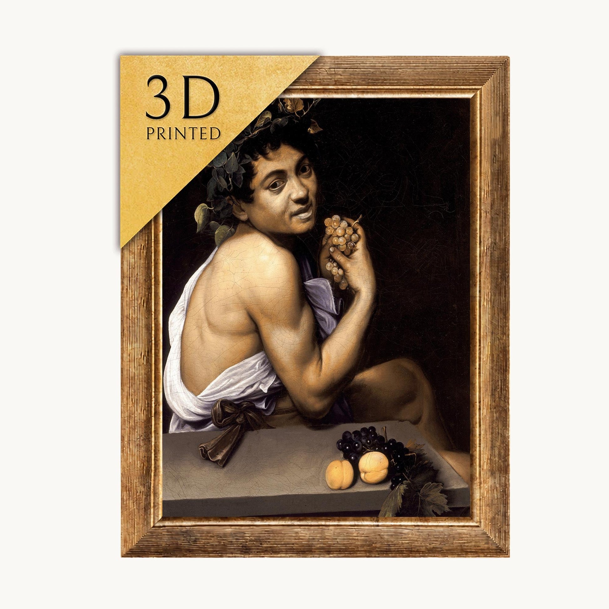 Caravaggio's Young Sick Bacchus: 3D Textured Oil Painting Reproduction