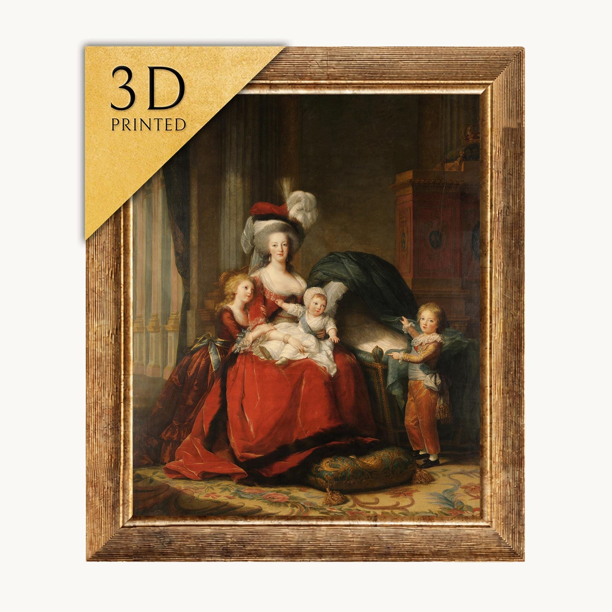 Marie Antoinette 3D Print by Elisabeth Le Brun: Textured Oil Painting Replica