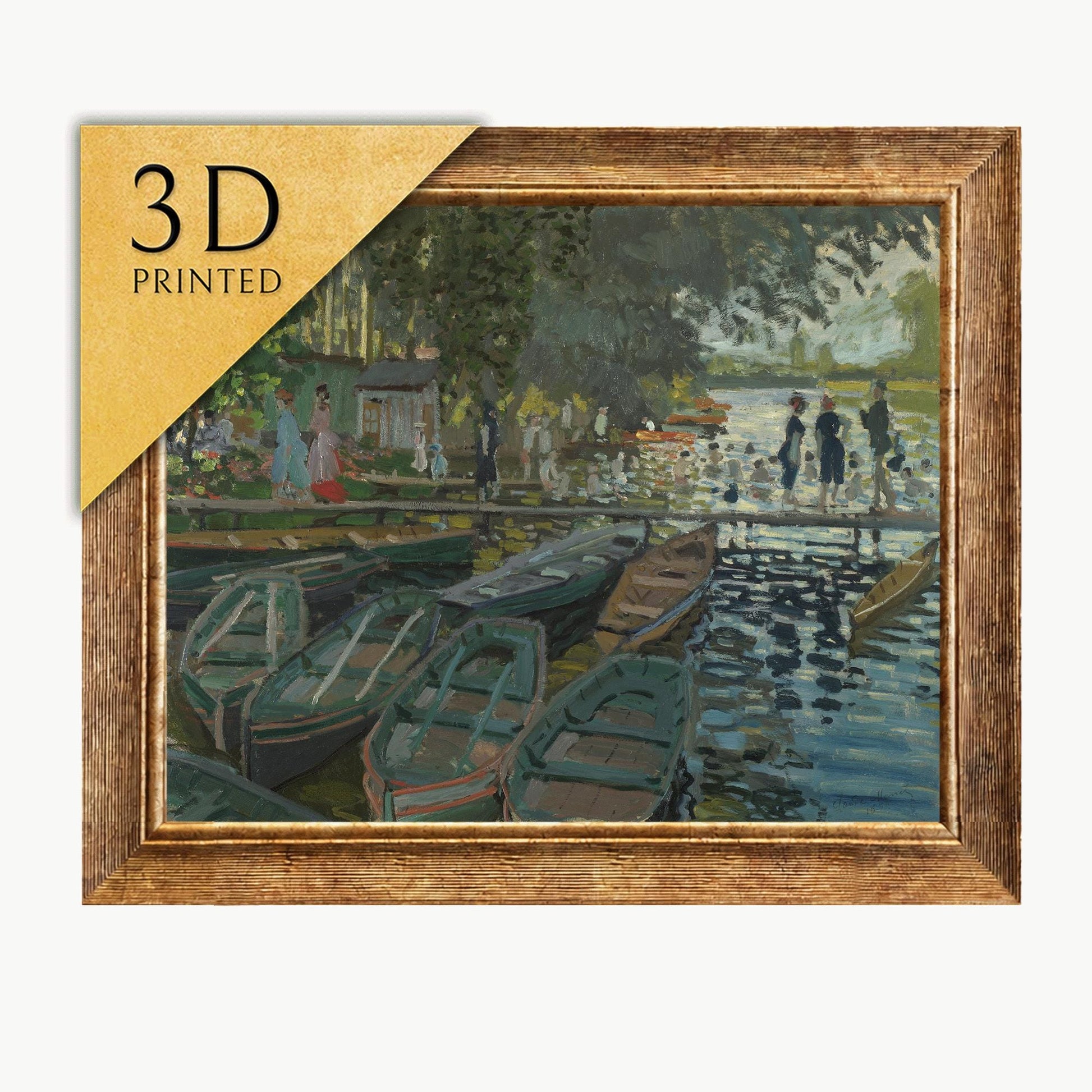 Monet - Bathers at La Grenouillere - 3D Printed Textured Oil Painting