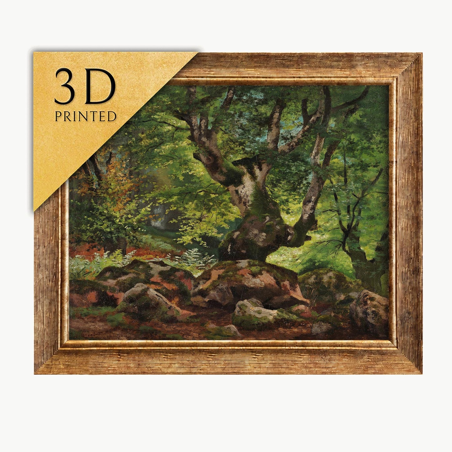 Gustave Courbet 'Closed Woods' 3D Print: Textured Oil Painting Reproduction