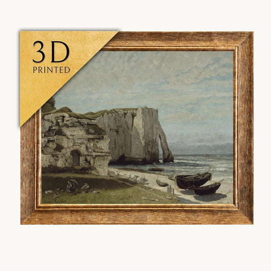 Courbet Etretat Cliffs 3D Print: Textured Oil Painting Reproduction