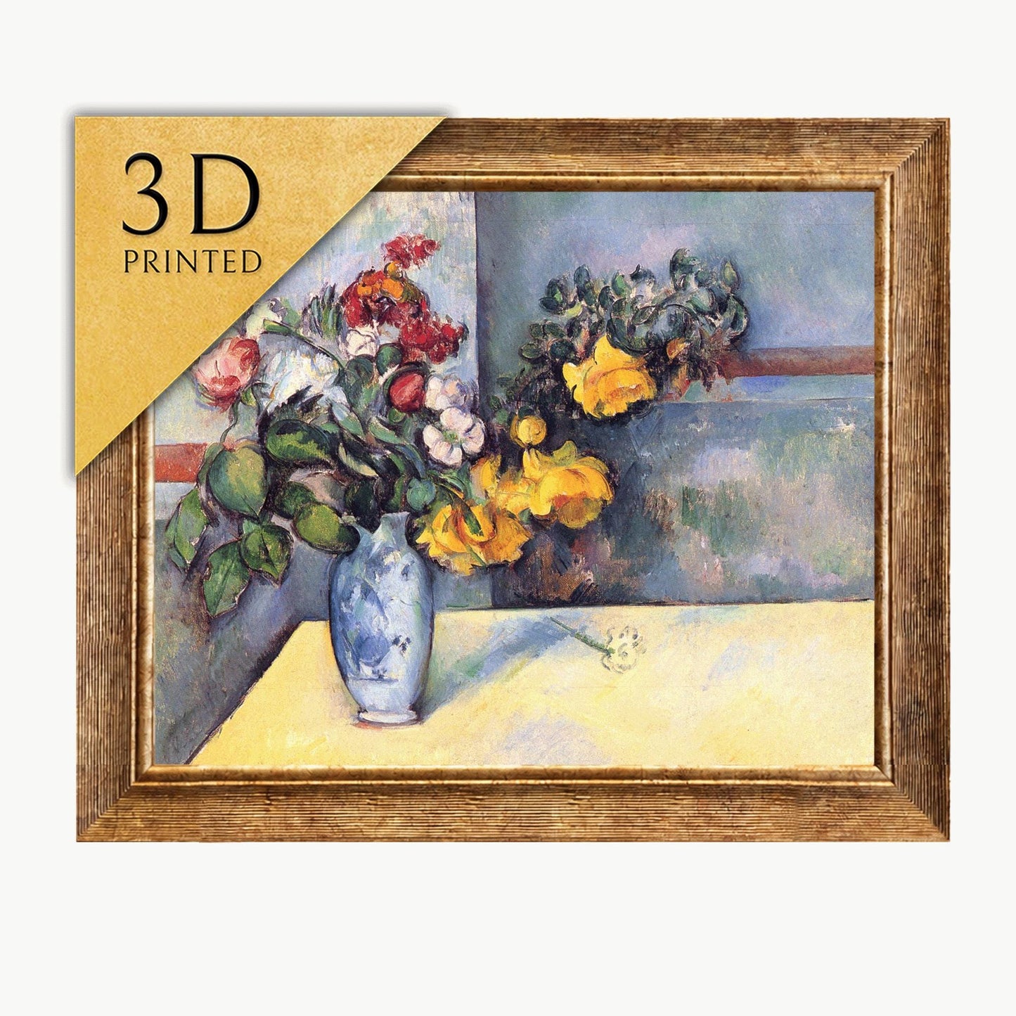 Cezanne Flowers in a Vase 3D Print: Textured Still Life Art