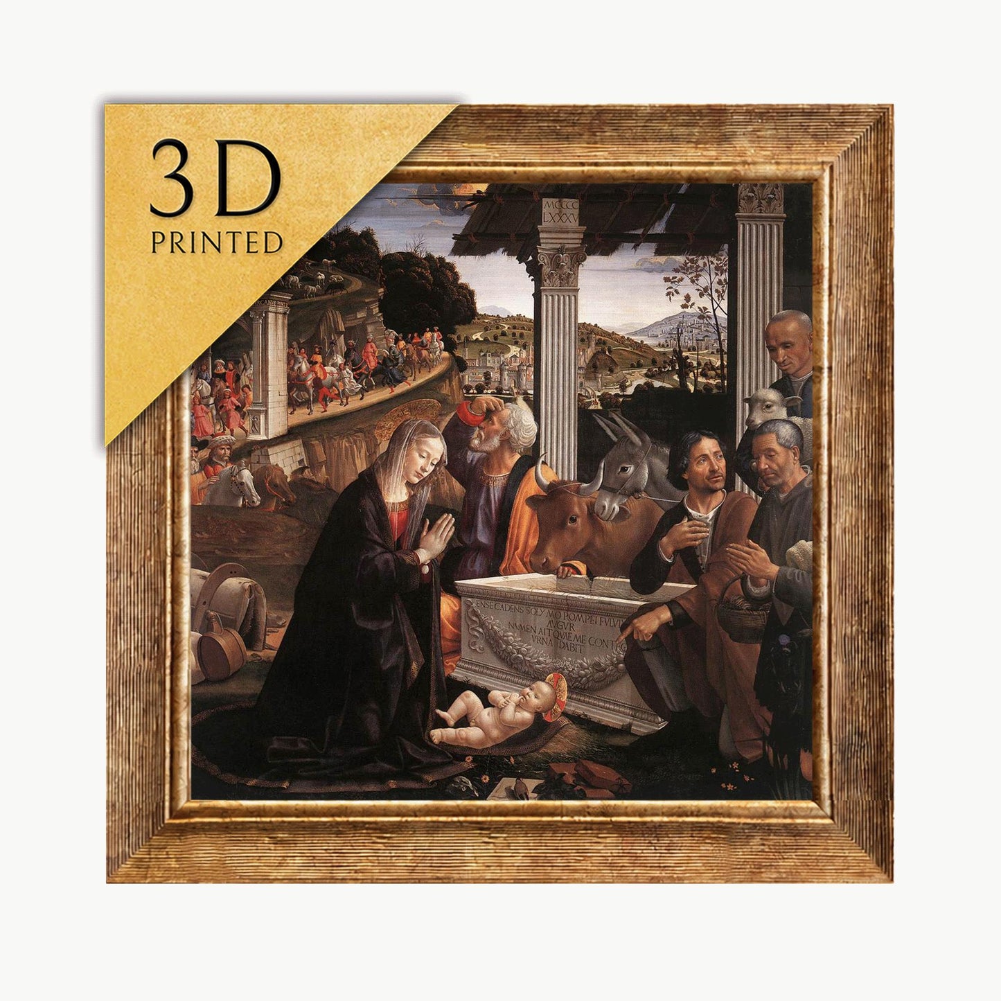 Adoration of the Shepherds 3D Print: Cappella Sassetti Textured Oil Painting