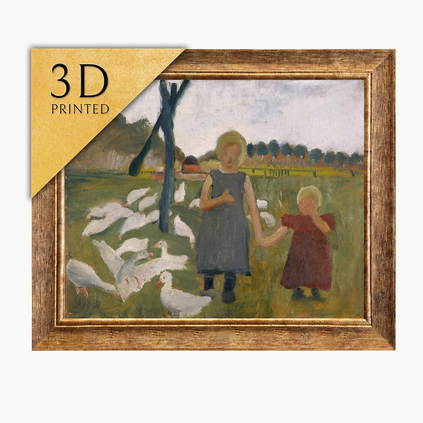 Paula Modersohn Becker Print: Kids with Geese, 3D Textured Art
