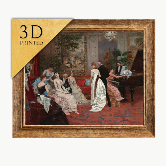 Fiesta Elegante 3D Print: Francesc Miralles i Galaup Textured Oil Painting Replica
