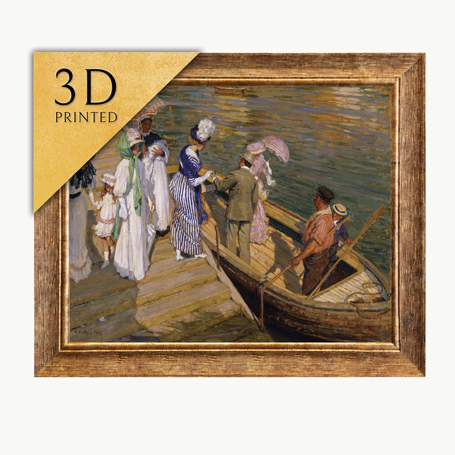 E Phillips Fox 'The Ferry' 3D Textured Print: Impressionist Art