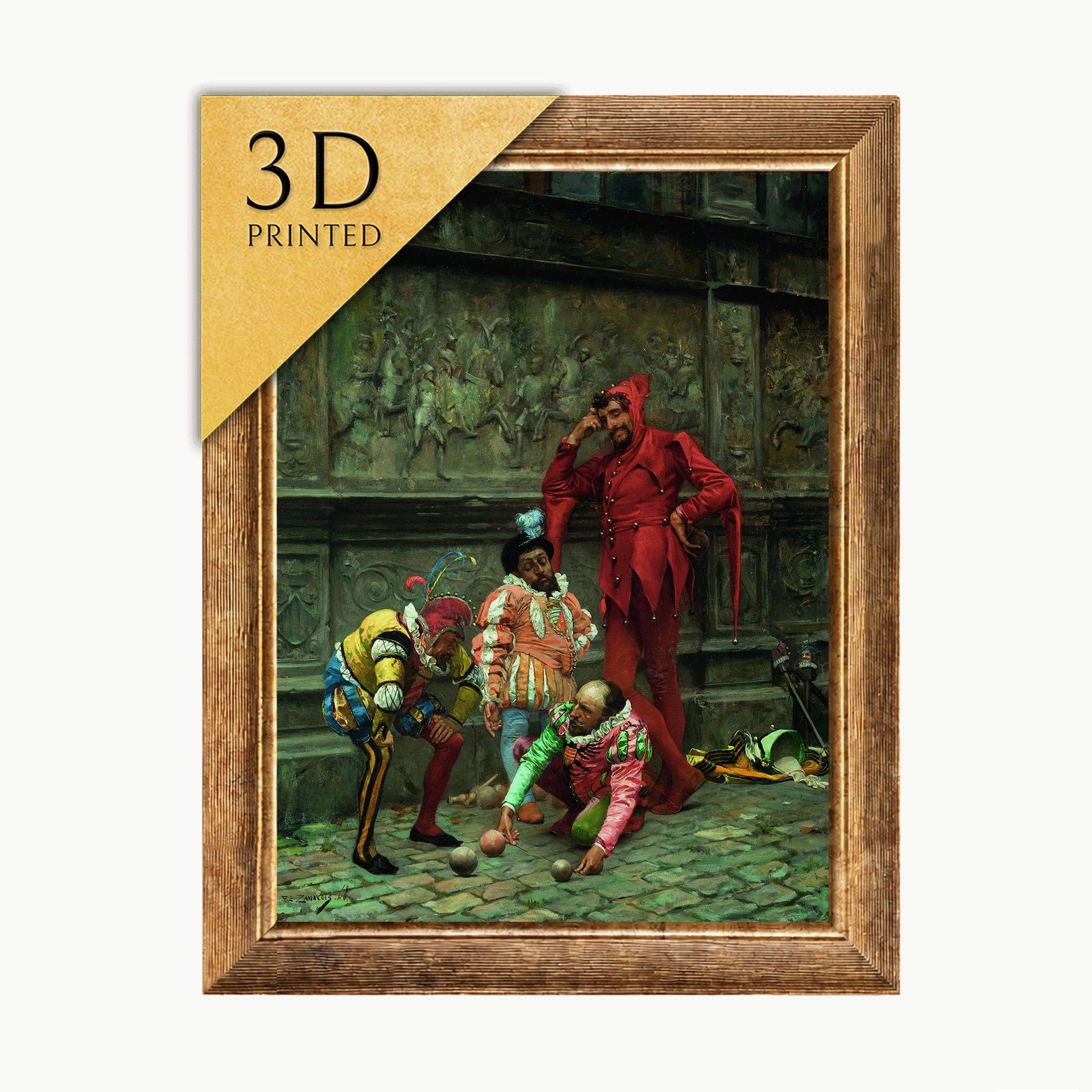 Jesters Playing Cochonnet 3D Print: Eduardo Zamacois Textured Art