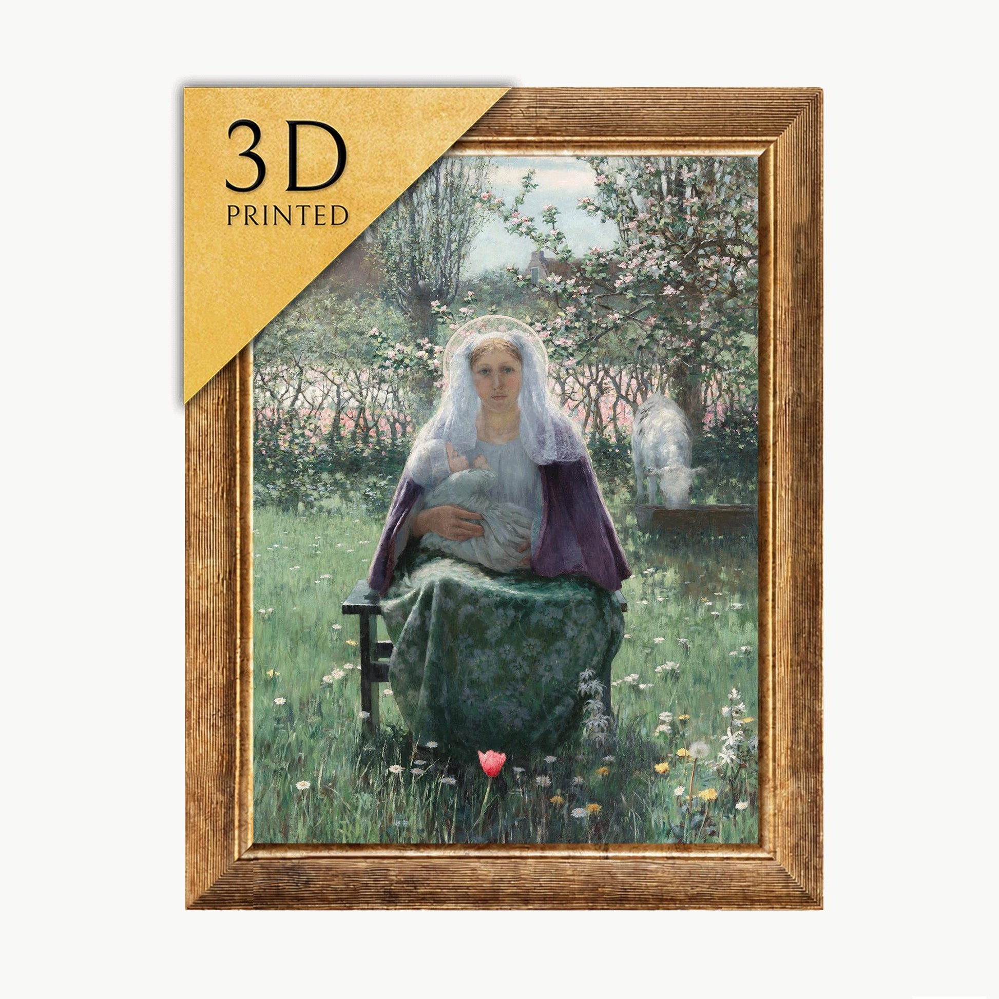 The Blessed Mother 3D Print by George Hitchcock: Textured Oil Painting Replica