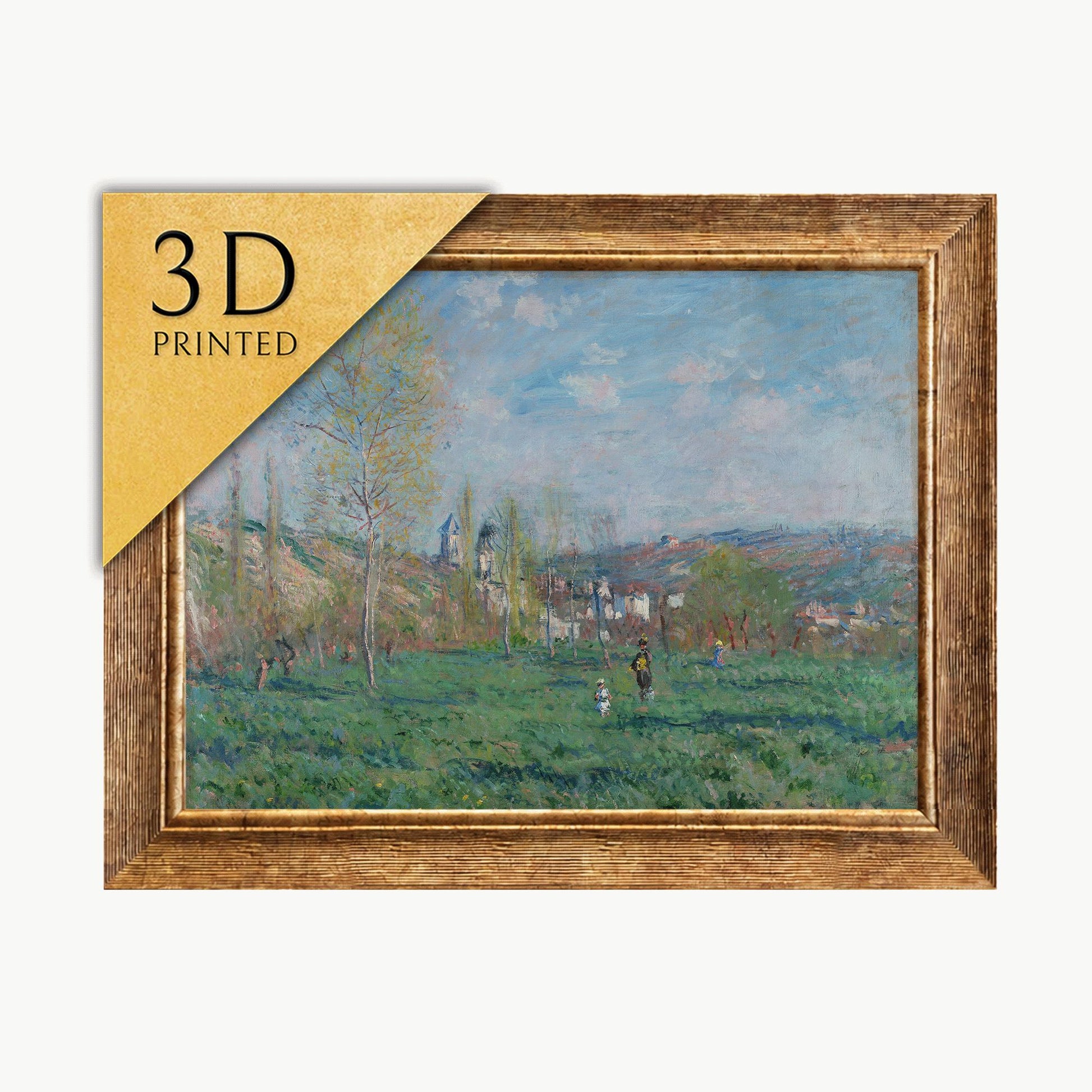 Monet's Spring in Vethuil: 3D Textured Oil Painting Reproduction