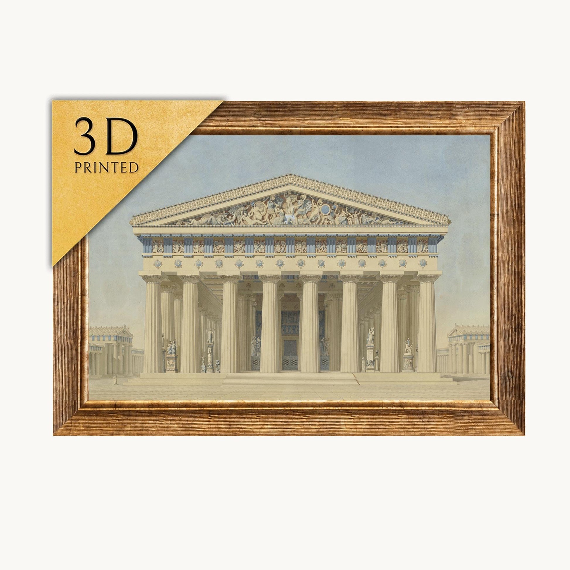 Temple T at Selinunte Print: Jacques Ignace Hittorff, 3D Textured Art