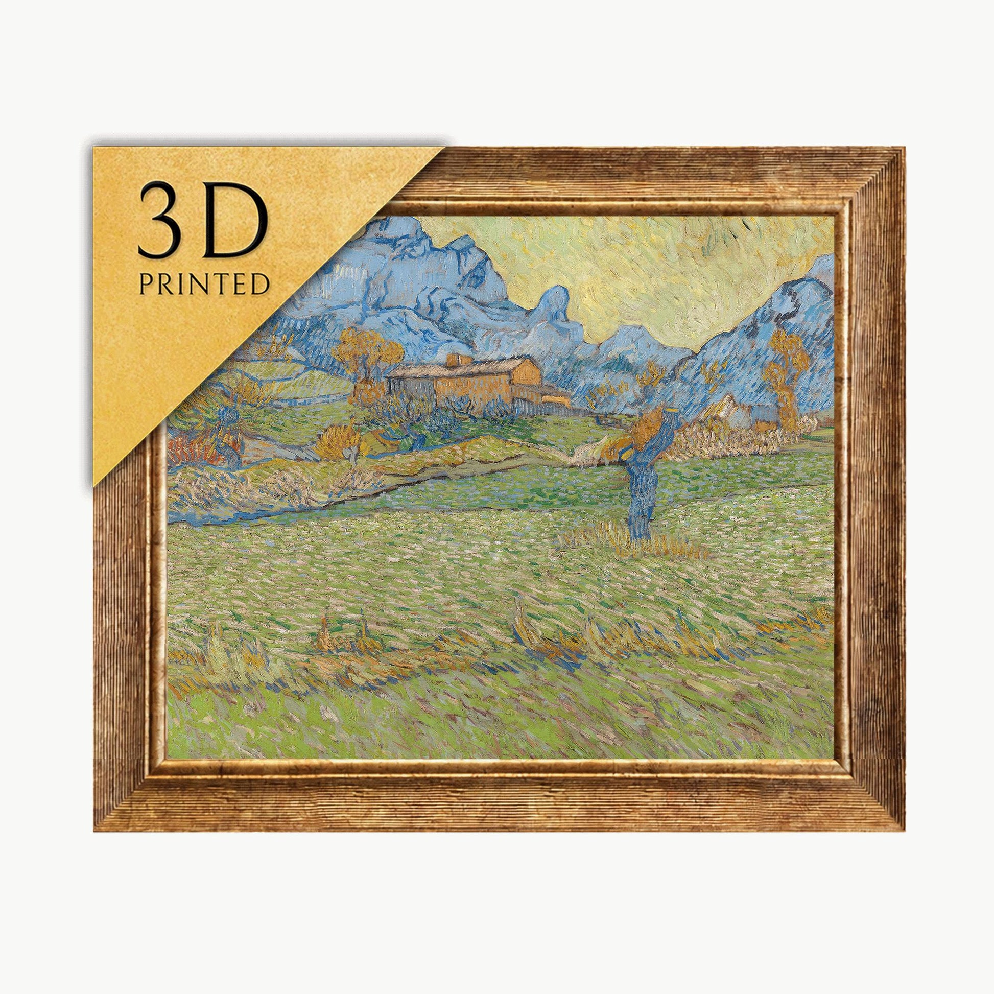 Van Gogh Wheat Fields Print: 3D Textured Mountain Landscape