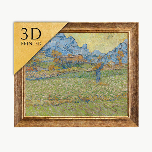 Van Gogh Wheat Fields Print: 3D Textured Mountain Landscape