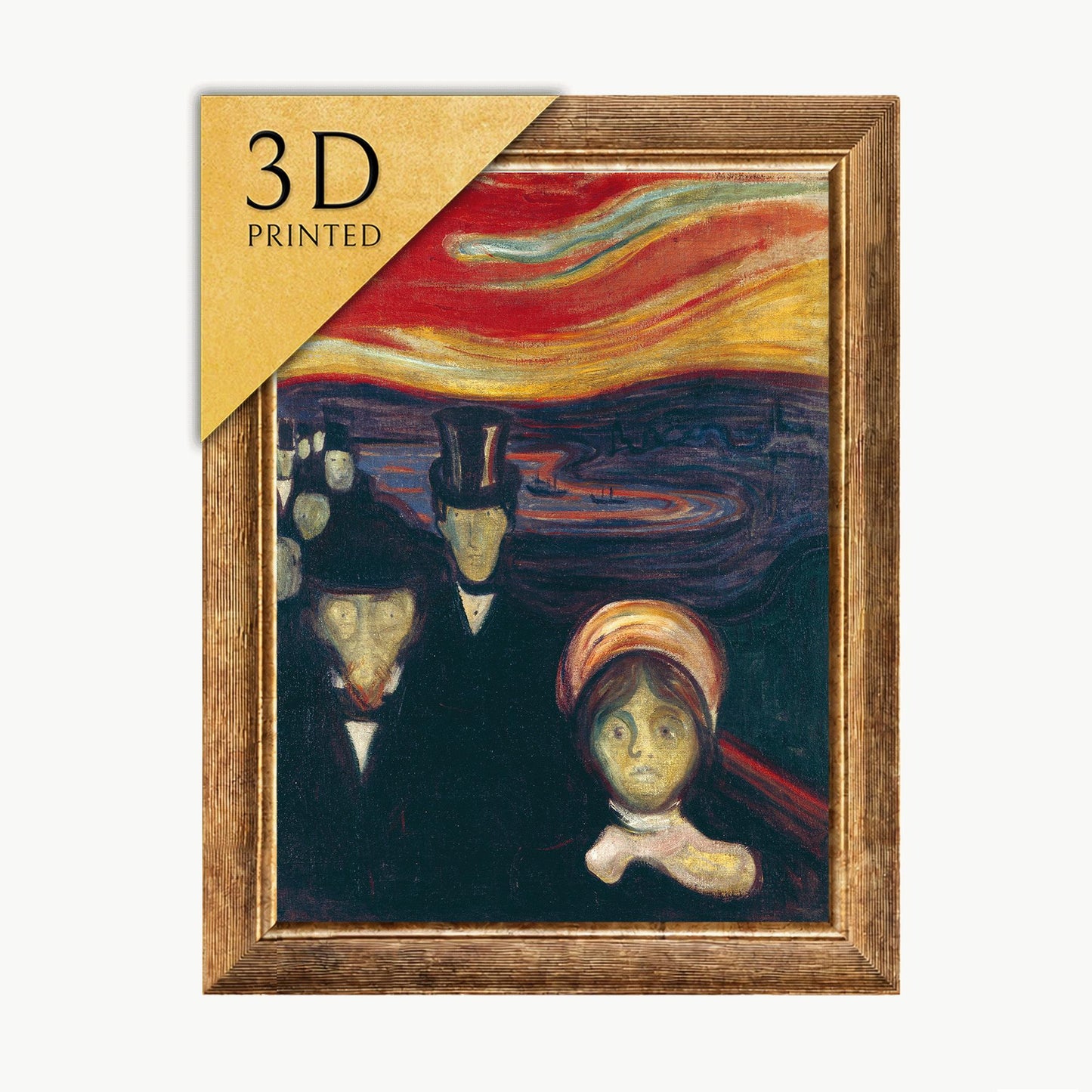 Edvard Munch Anxiety 3D Print: Textured Oil Painting Reproduction