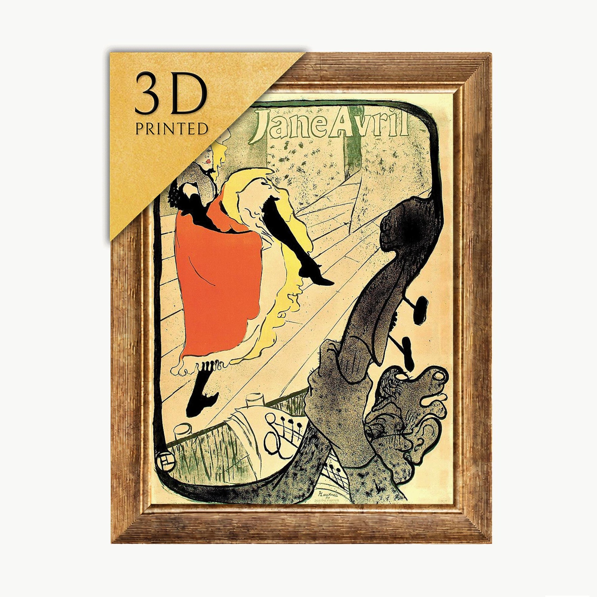 Jane Avril by Toulouse Lautrec: 3D Textured Print