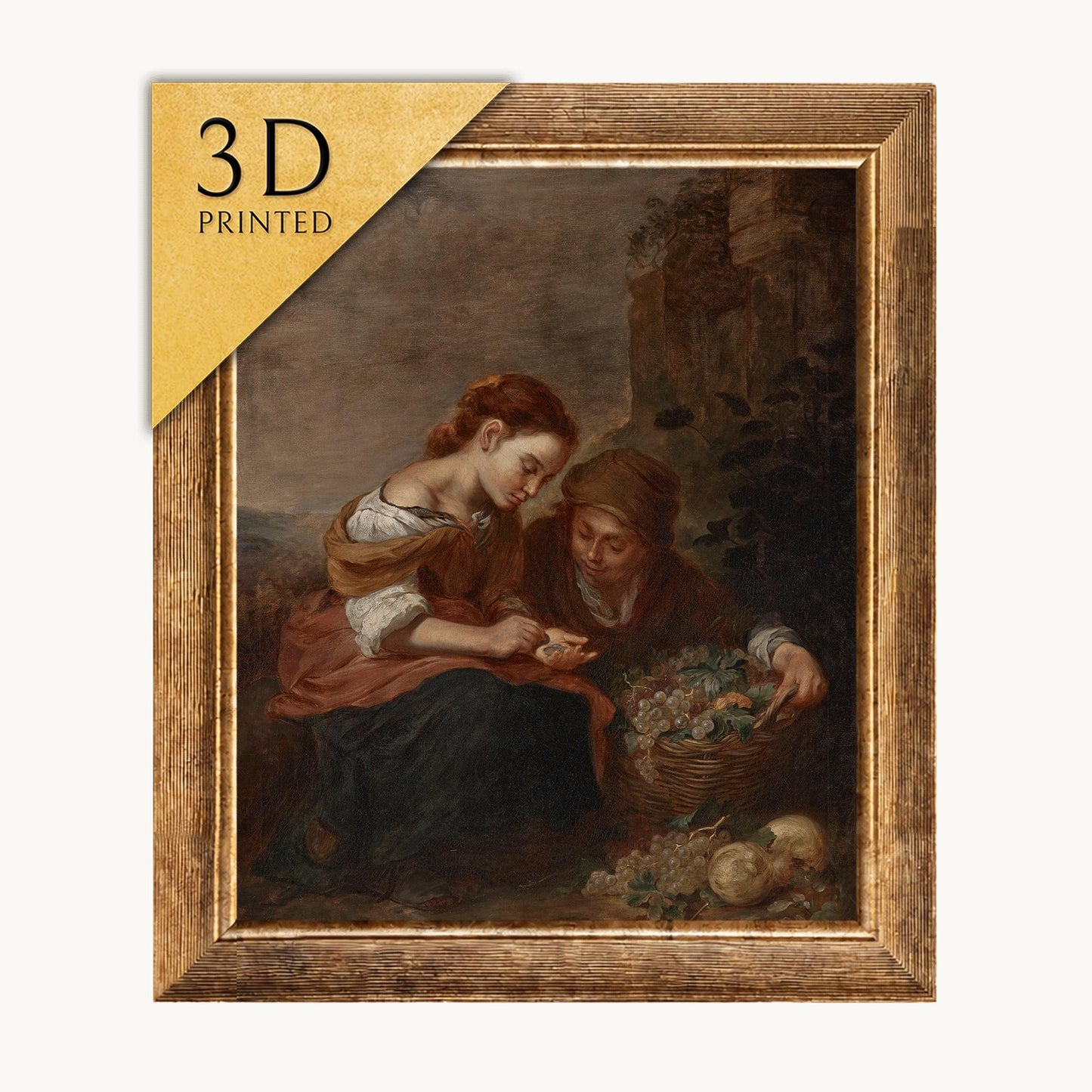 The Little Fruit Seller 3D Print: Bartolomeo Estaban Murillo Textured Art