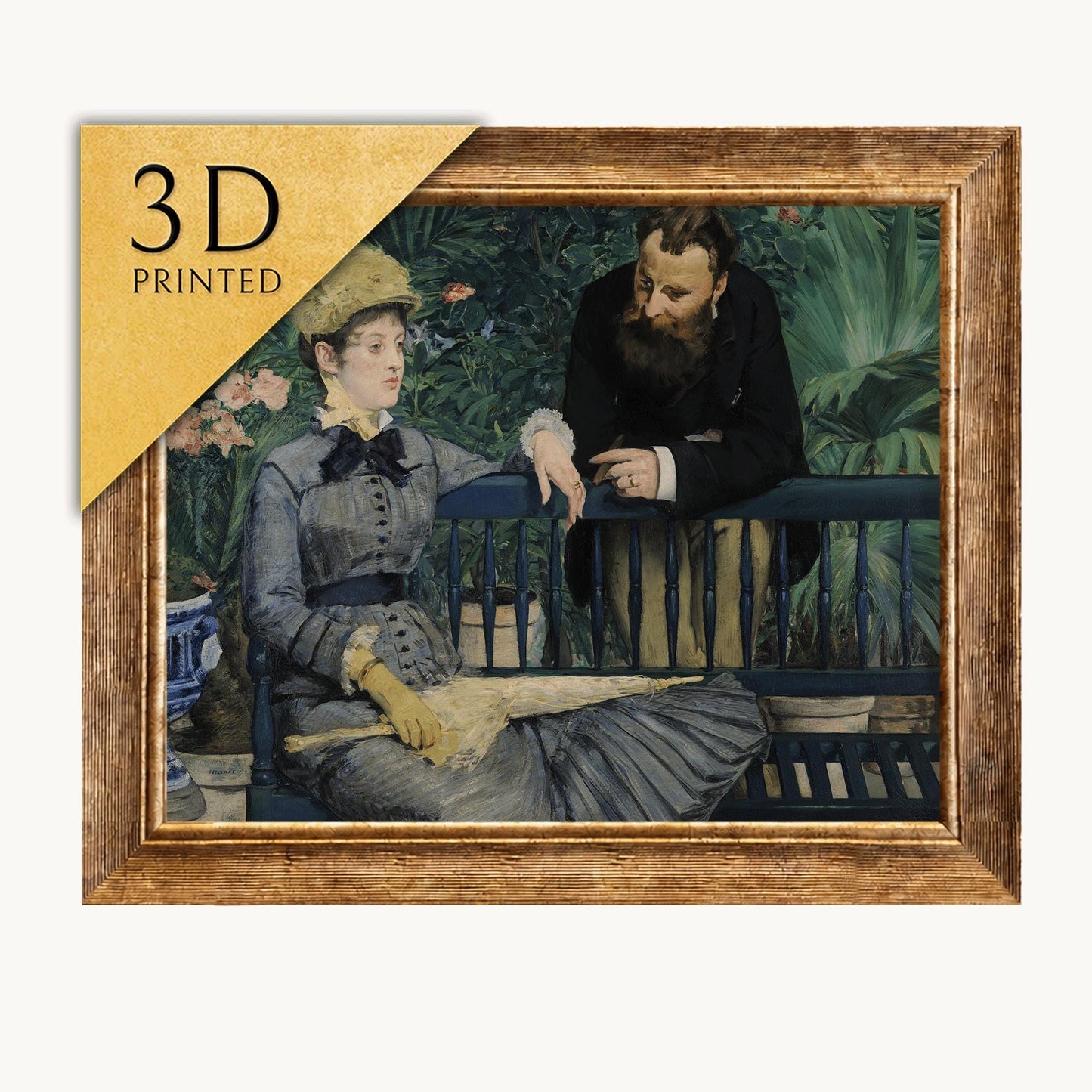 Edouard Manet 'In the Conservatory' 3D Textured Print