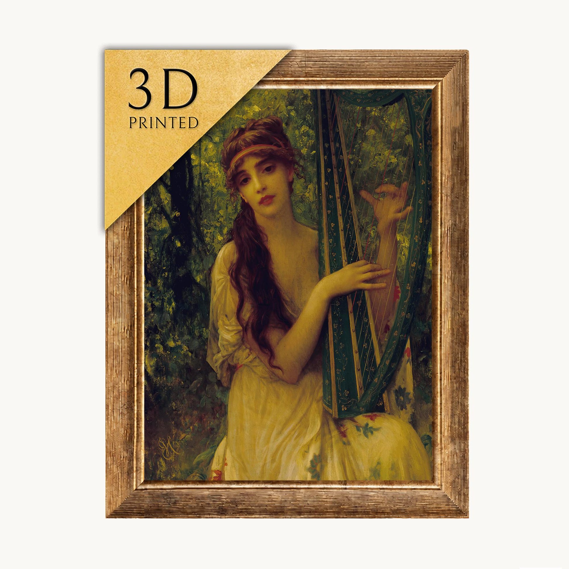 La musique, Agathe Calmel by Ernest Hebert , 3d Printed with texture and brush strokes looks like original oil painting.