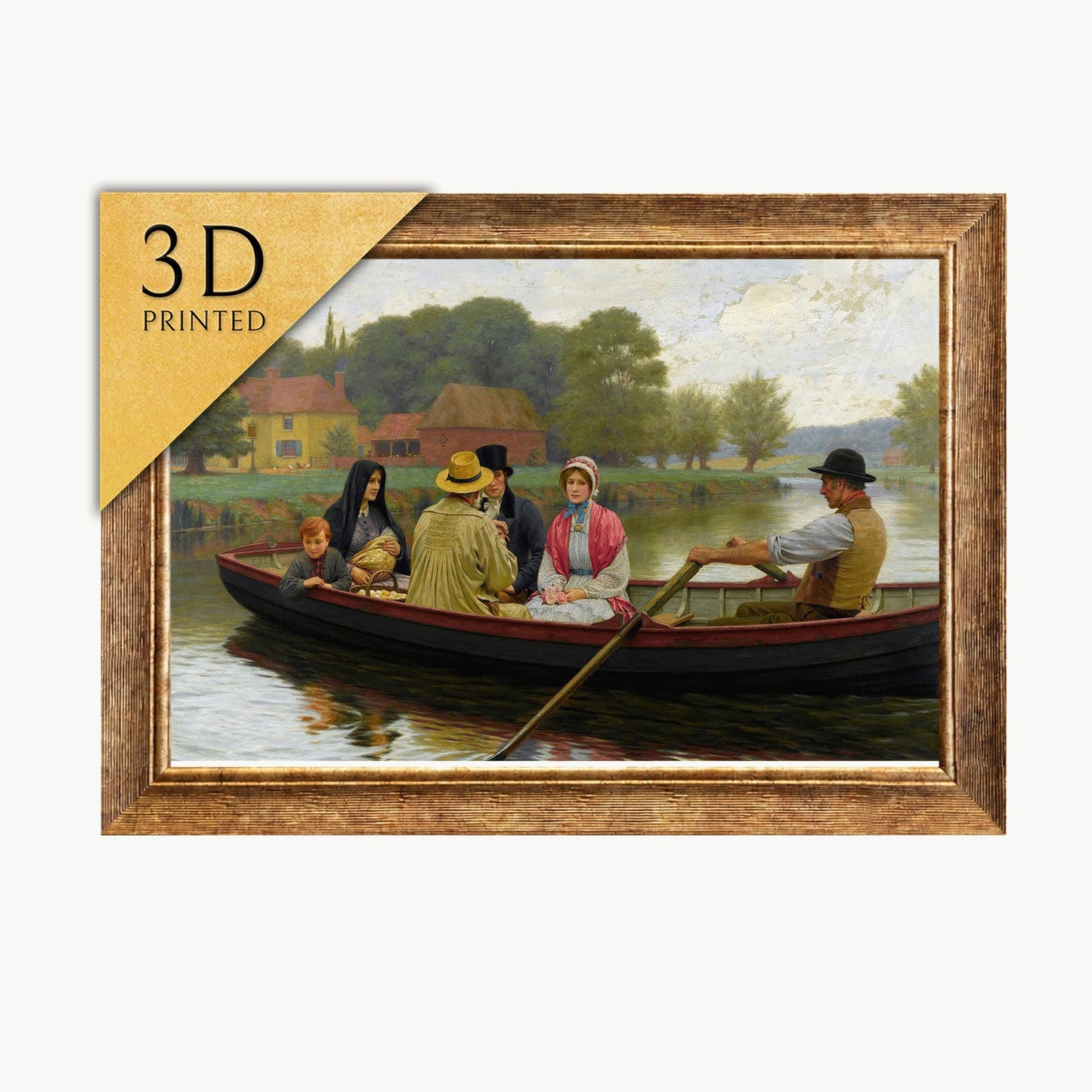 Edmund Blair Leighton Print: The Ferry, 3D Textured Reproduction