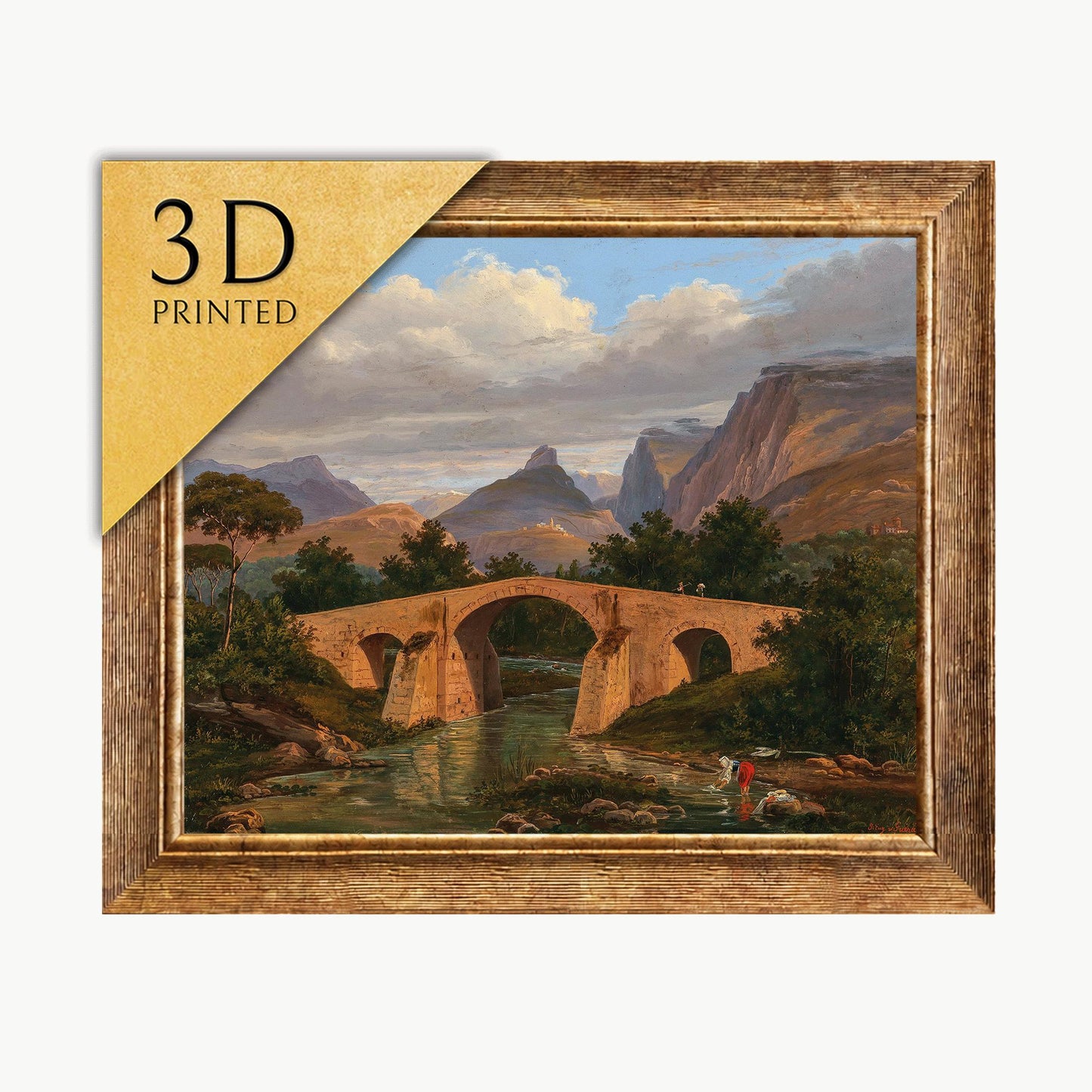 Eugen Von Guerard Bridge Painting: 3D Textured Print