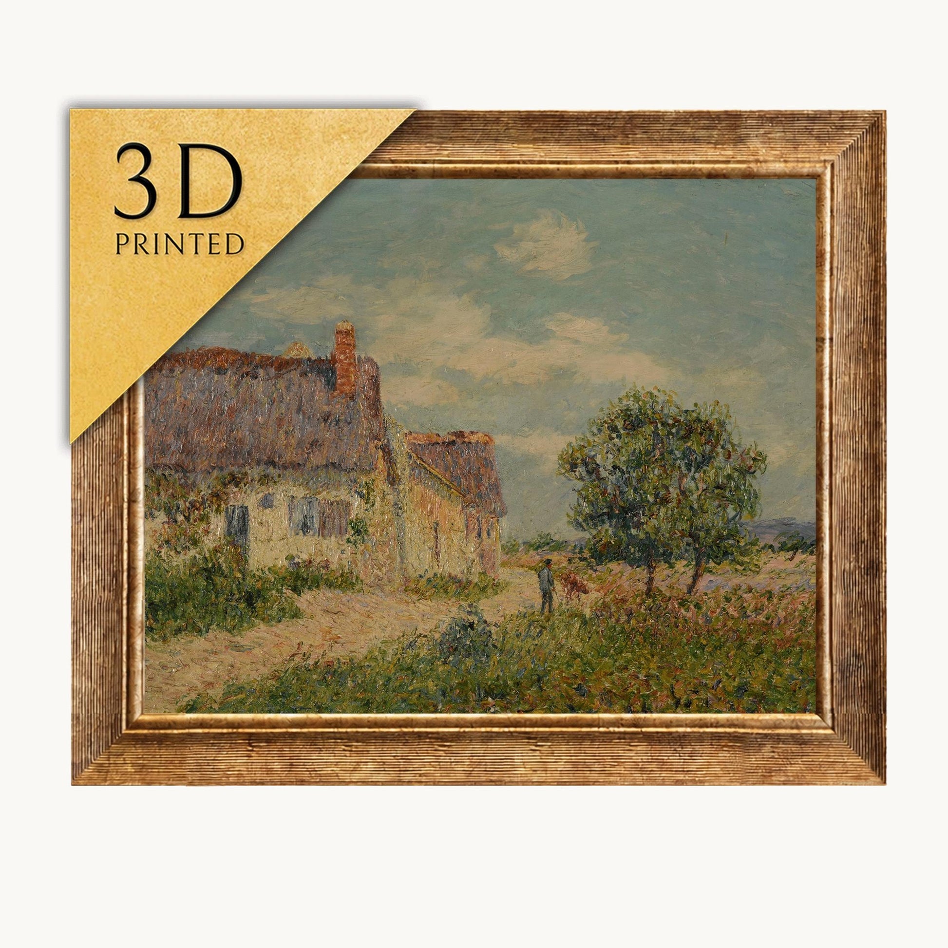 Gustave Loiseau Painting: Chaumiere au Vandreuil, 3D Textured Print