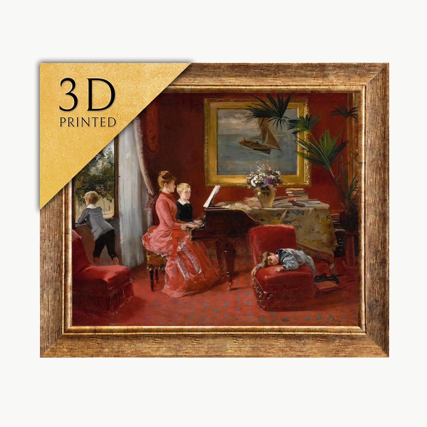 Ernest Ange Duez 'The Duet' 3D Printed Textured Oil Painting Replica