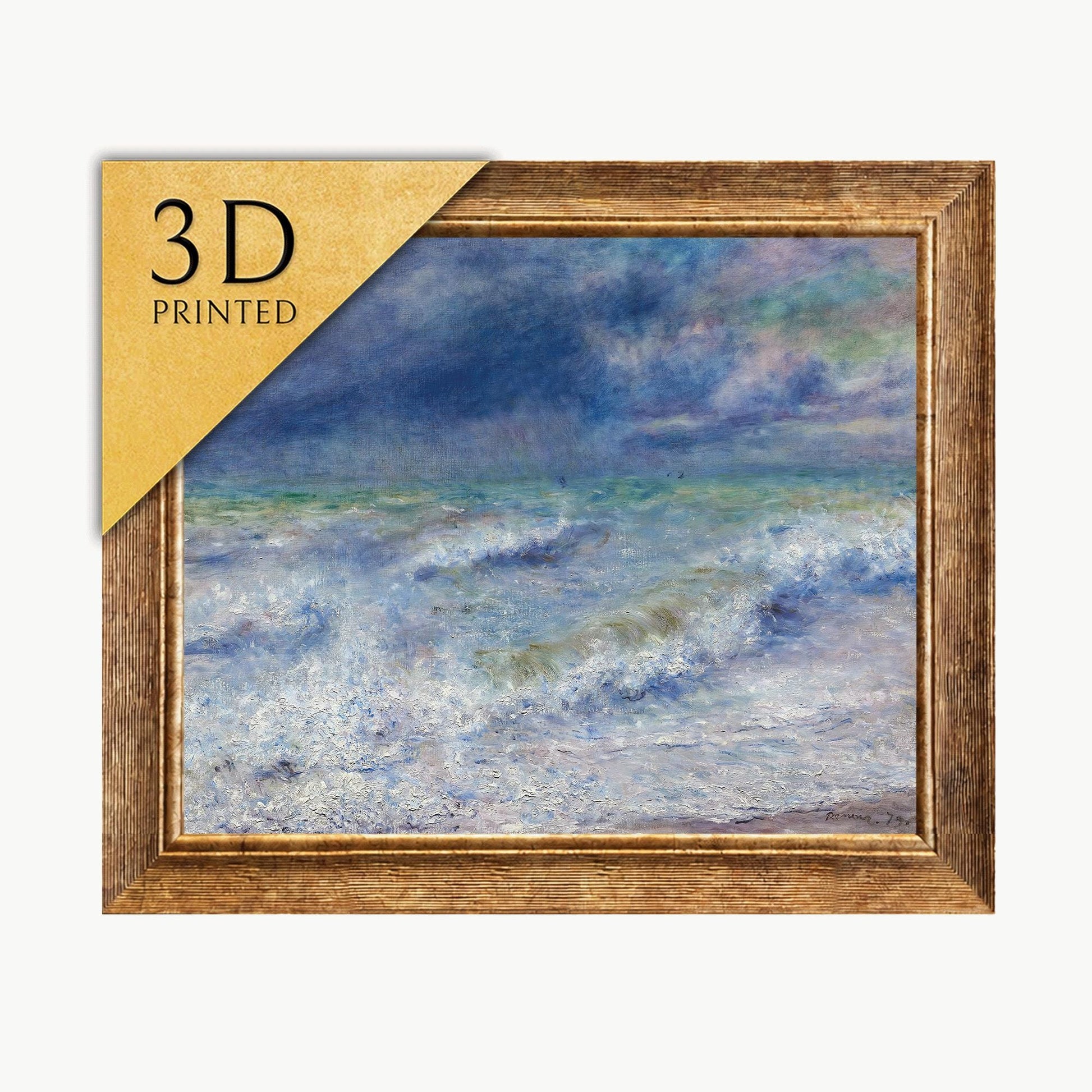 Seascape - by Pierre Auguste Renoir, 3d Printed with texture and brush strokes looks like original oil-painting.