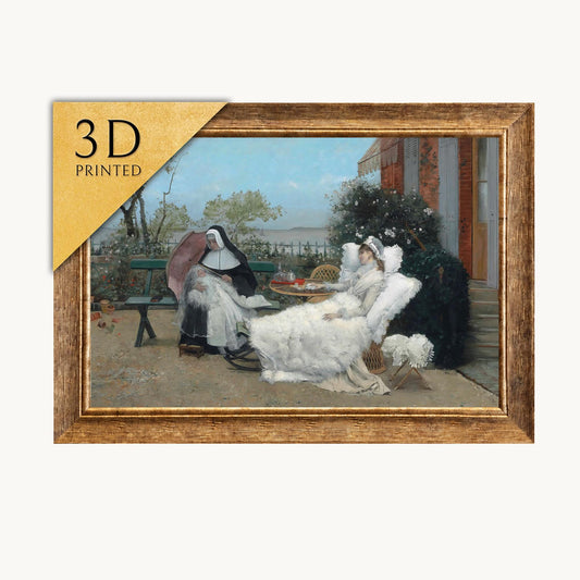 Ernest Ange Duez Painting: Resting on the Terrace 3D Textured Print