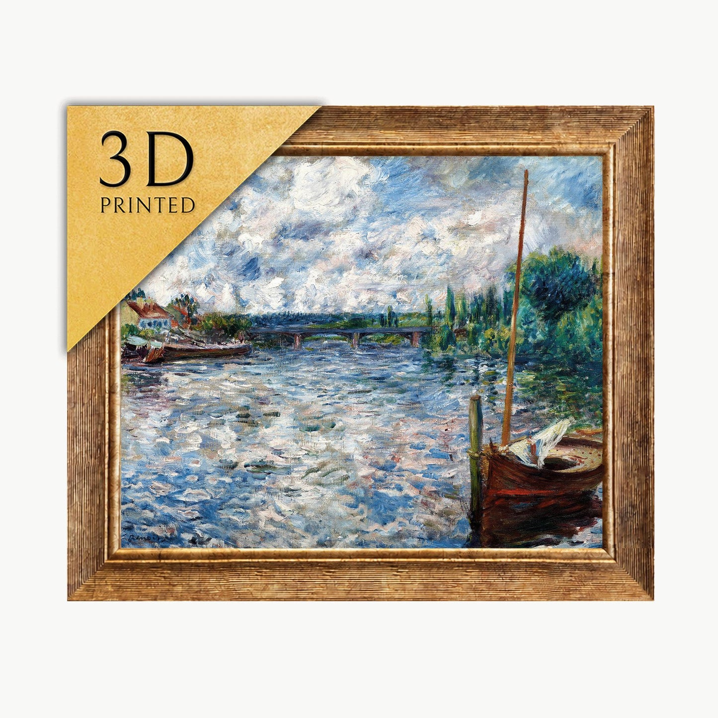 The Seine at Chatou by Pierre Auguste: 3D Printed Textured Oil Painting