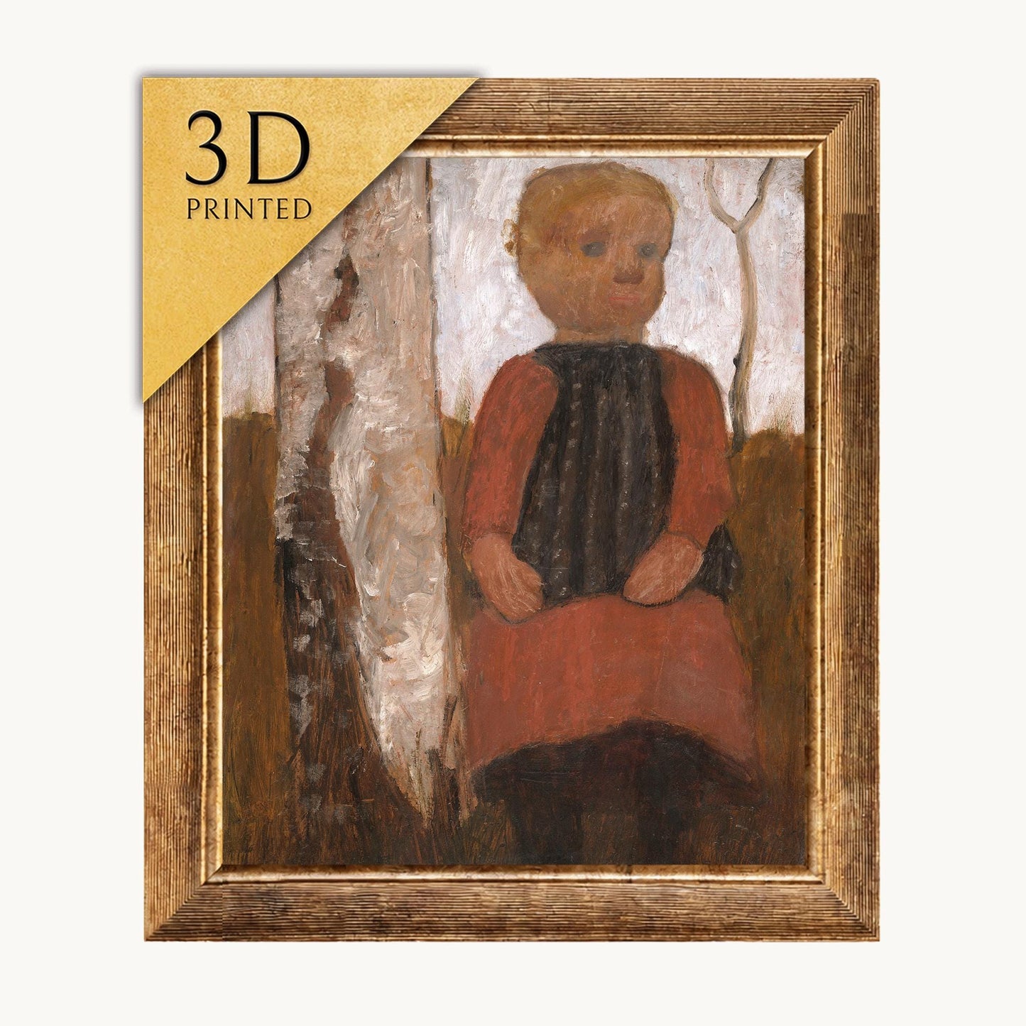 Paula Modersohn Becker Print: Girl in Red Dress, 3D Textured Art